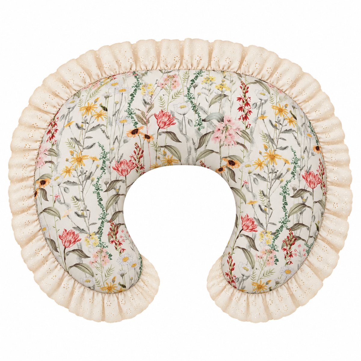 Ivory Eyelet Ruffle New Nursing Pillow Cover