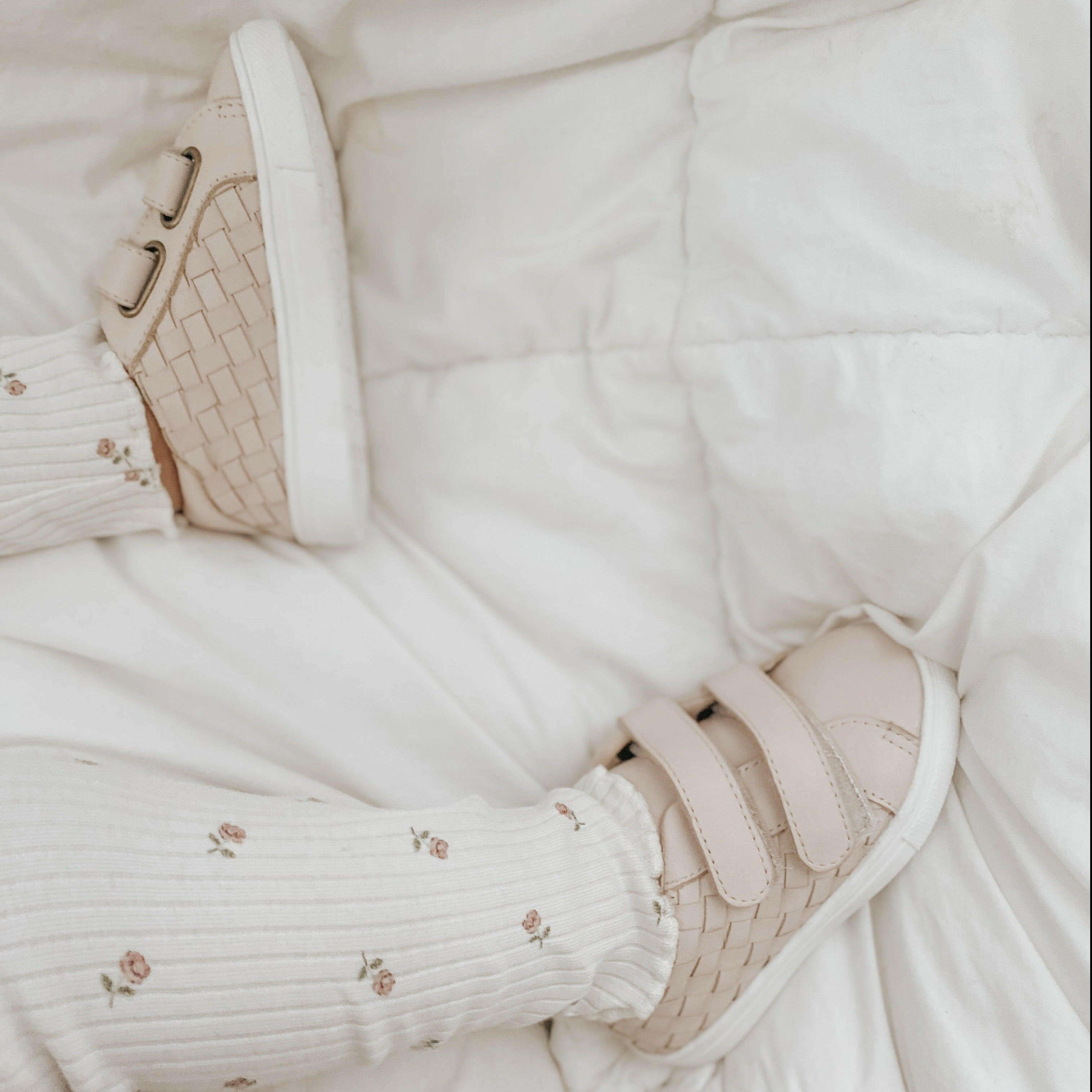 Leather Woven Sneaker | Color 'Dusty Pink'  Consciously Baby