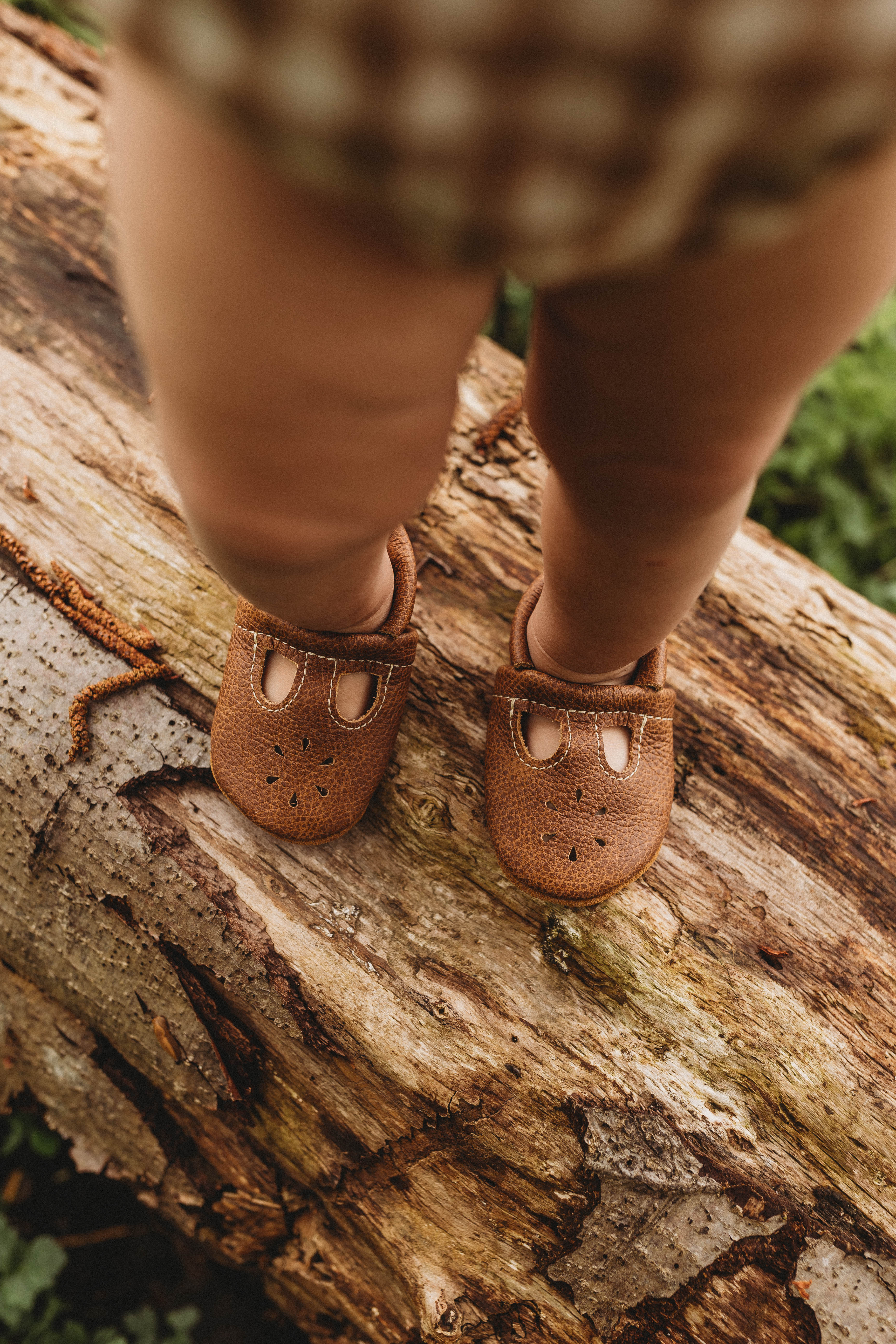 Sepia, Caramel T-Strap Shoes Baby and Toddler Baby Shoes Starry Knight Design