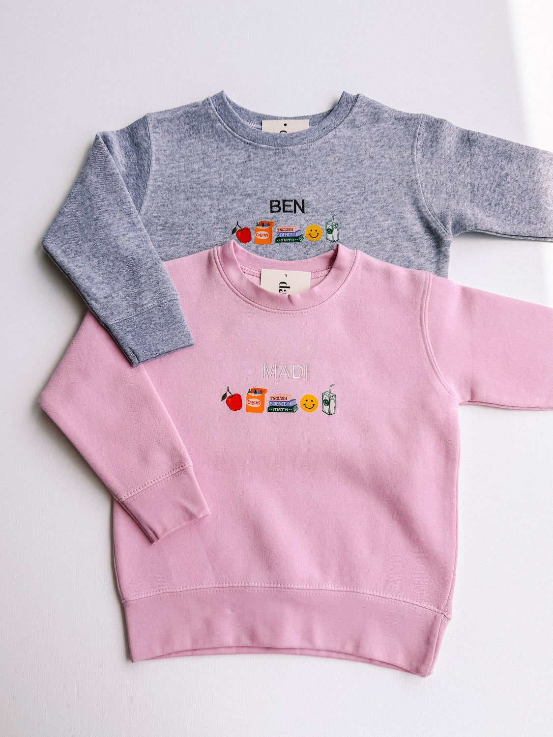 school day crewneck + custom embroidery