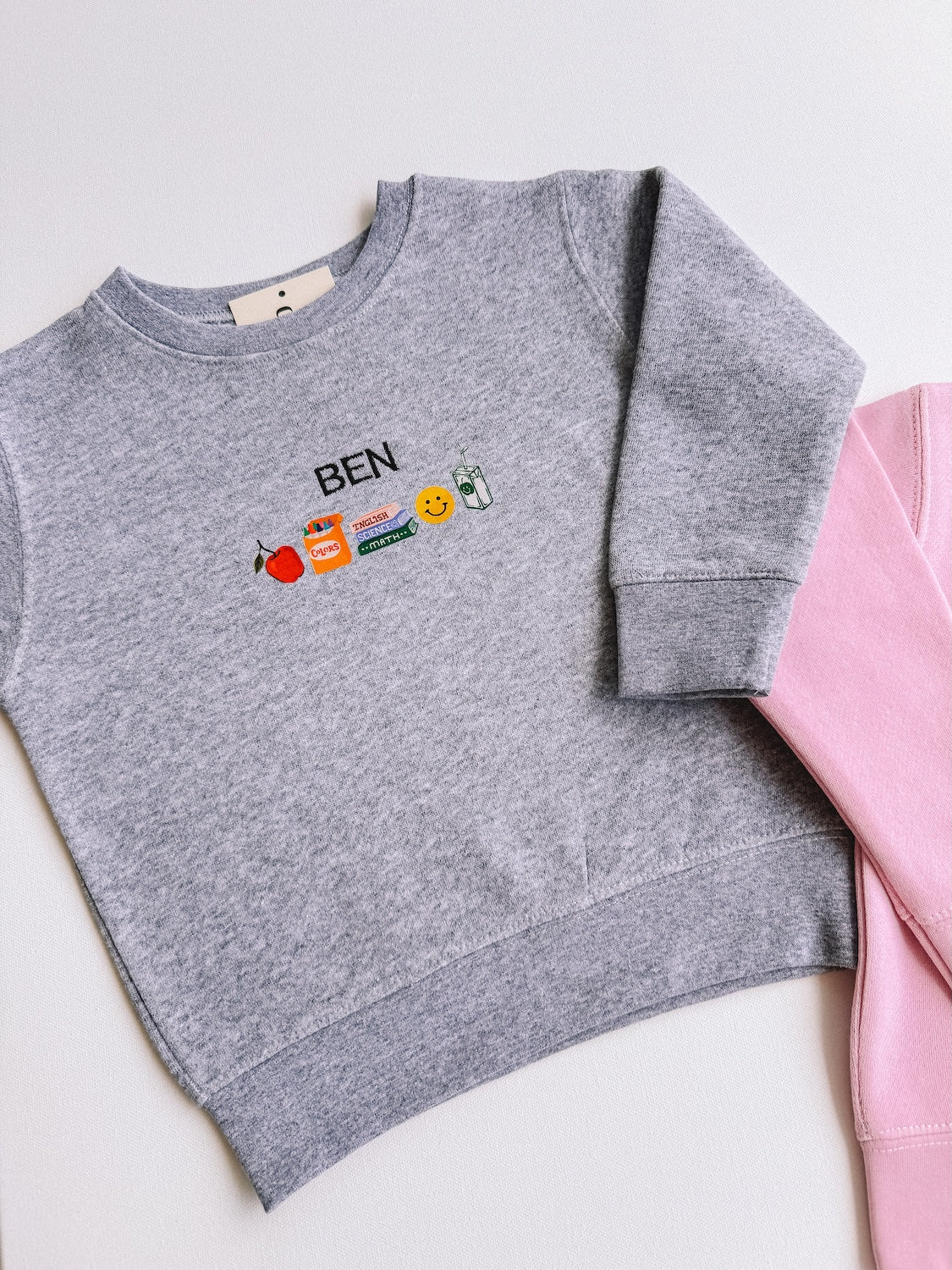 school day crewneck + custom embroidery