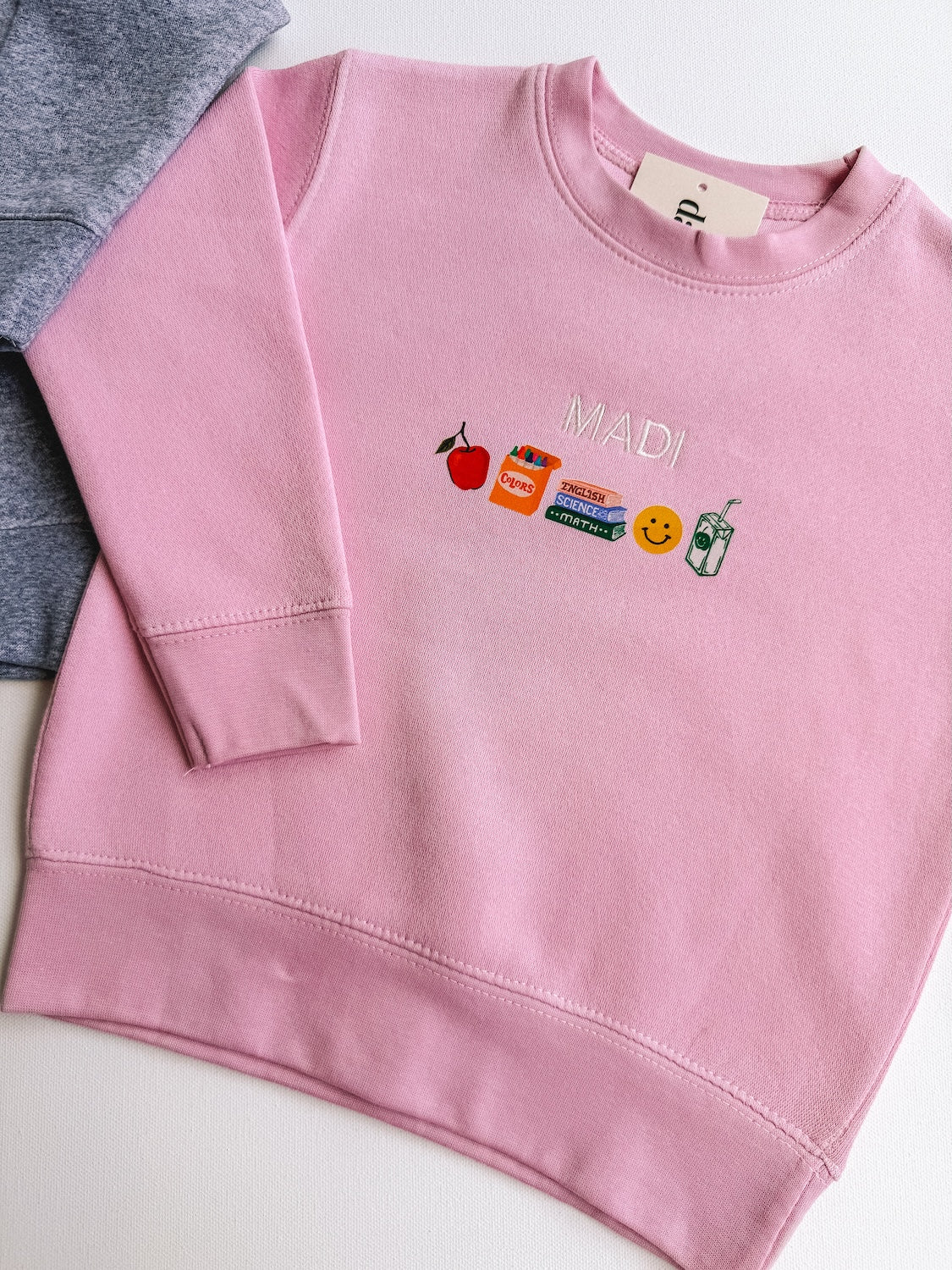 school day crewneck + custom embroidery
