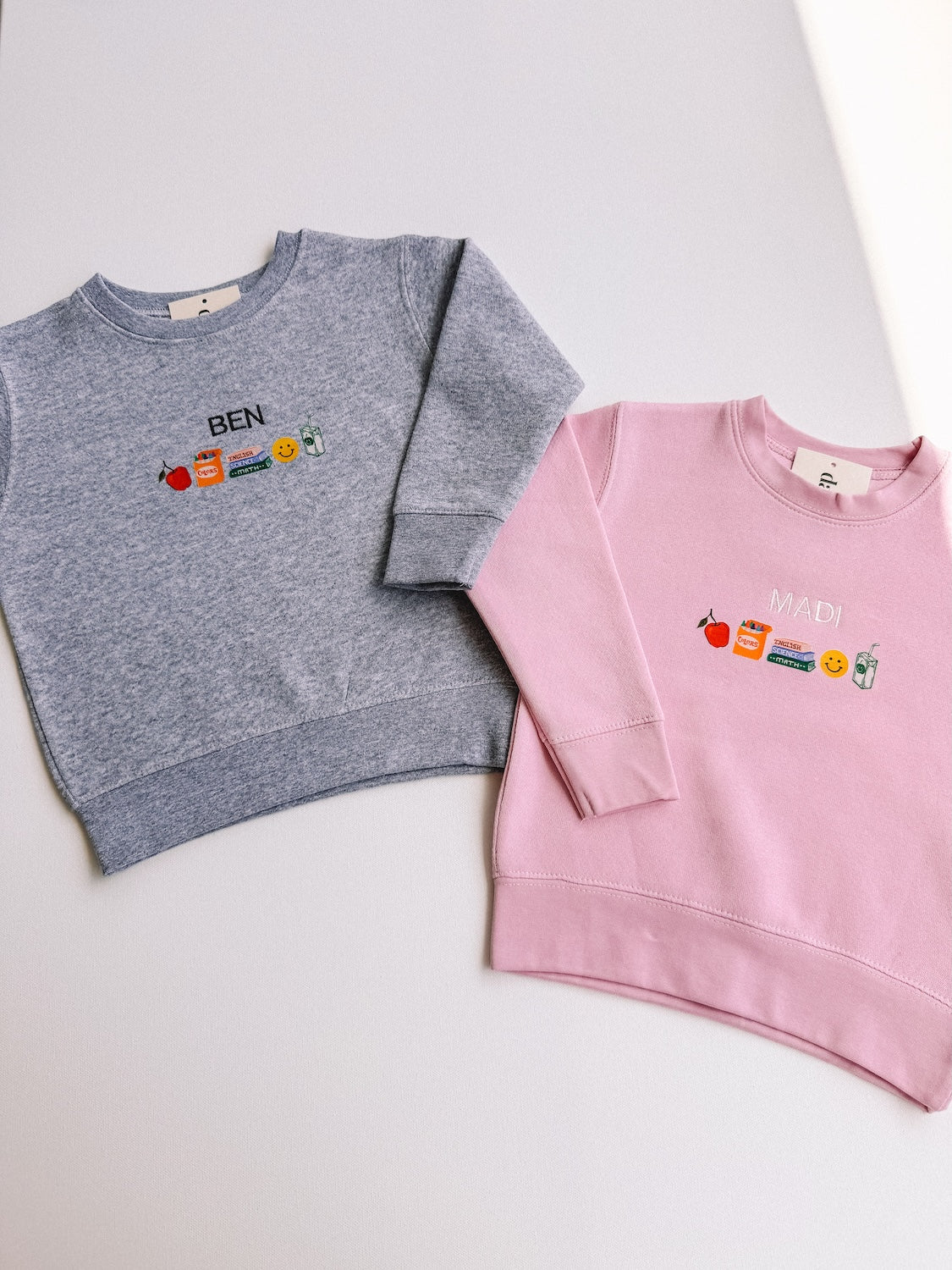 school day crewneck + custom embroidery