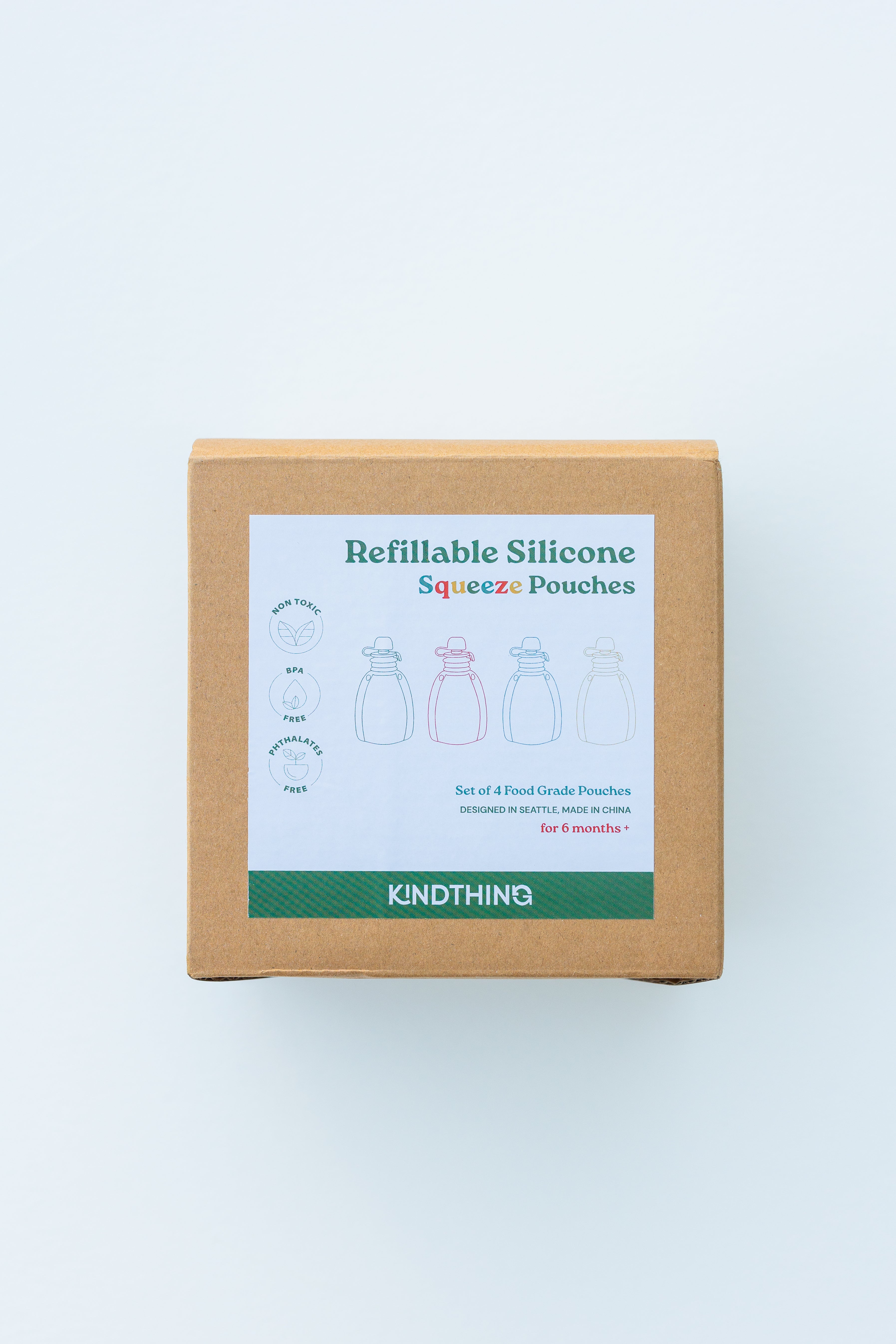 Reusable Silicone Squeeze Pouches (Set of 4) Dinnerware kindthing