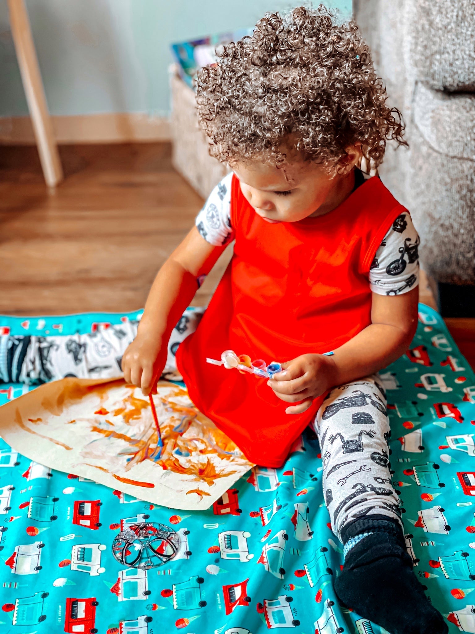 Ice Cream Truck Splash Mat - A Waterproof Catch-All for Highchair Spills and More! BapronBaby