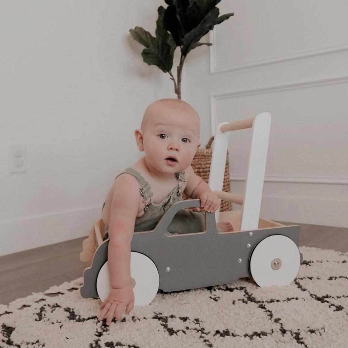 Luma Buggy: Charcoal Gray Truck Handcrafted Baby Wooden Push Walker Cart Luma Goods Co.