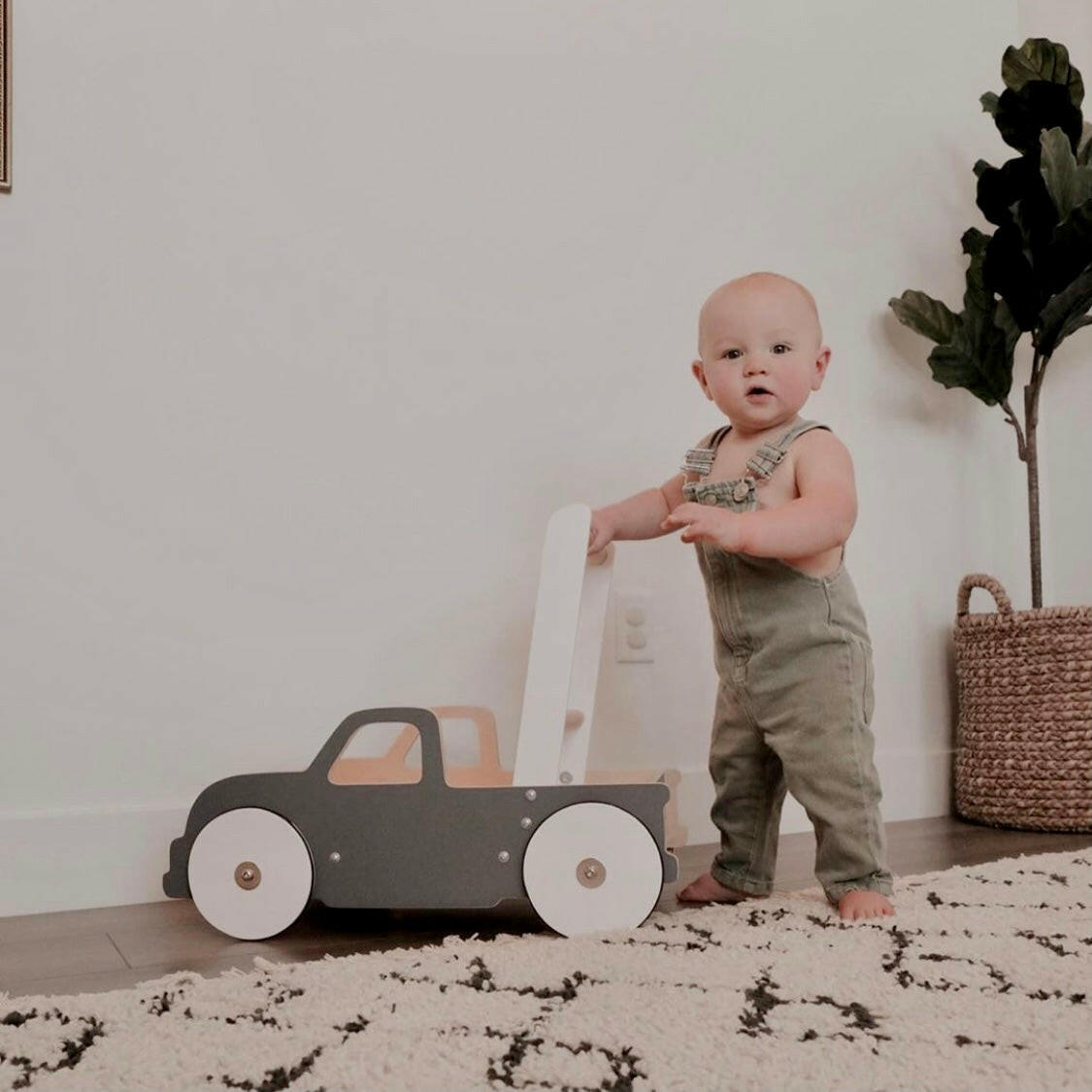 Luma Buggy: Charcoal Gray Truck Handcrafted Baby Wooden Push Walker Cart Luma Goods Co.