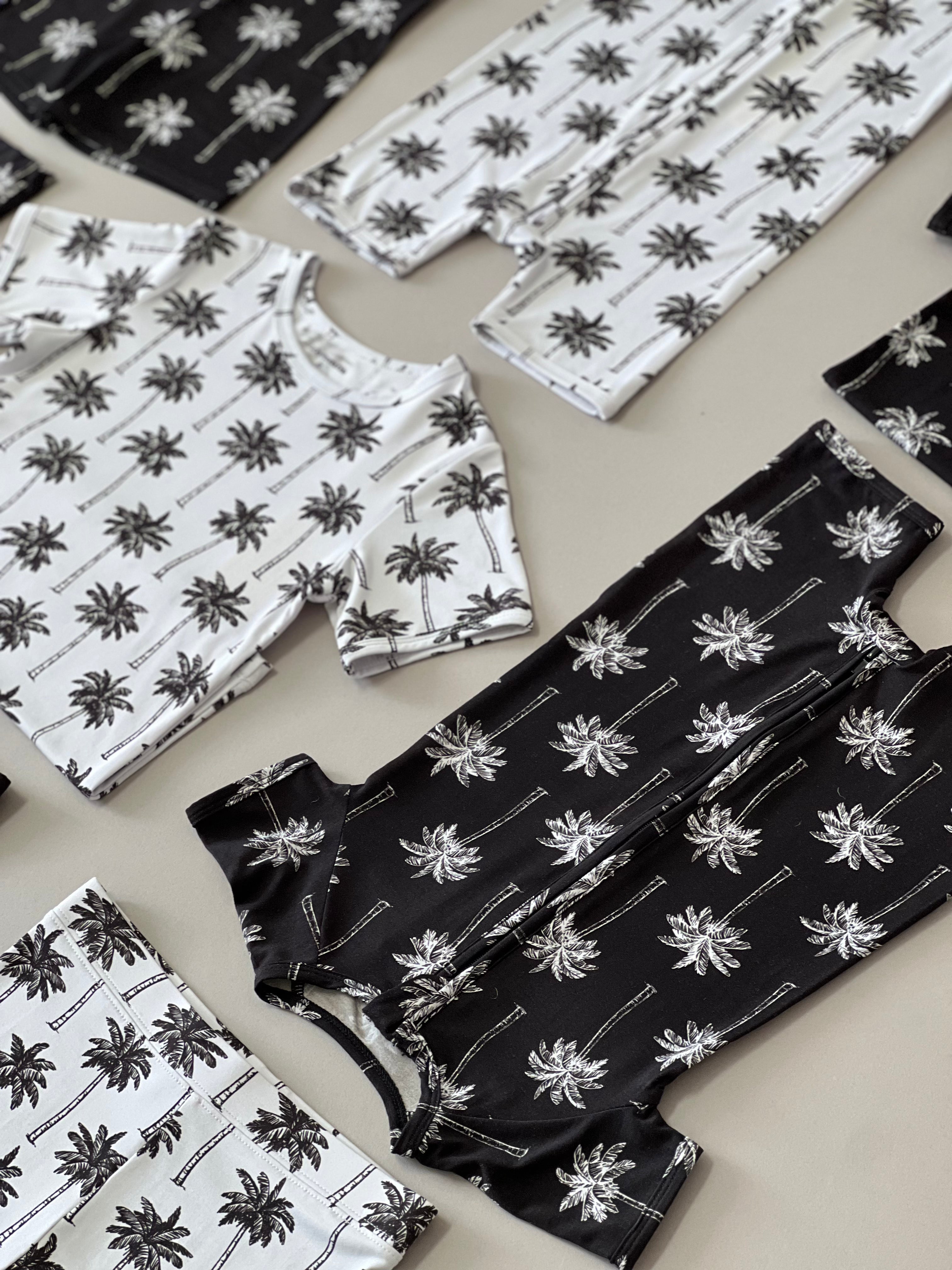 Bamboo Shorty Romper | Palm Style Black