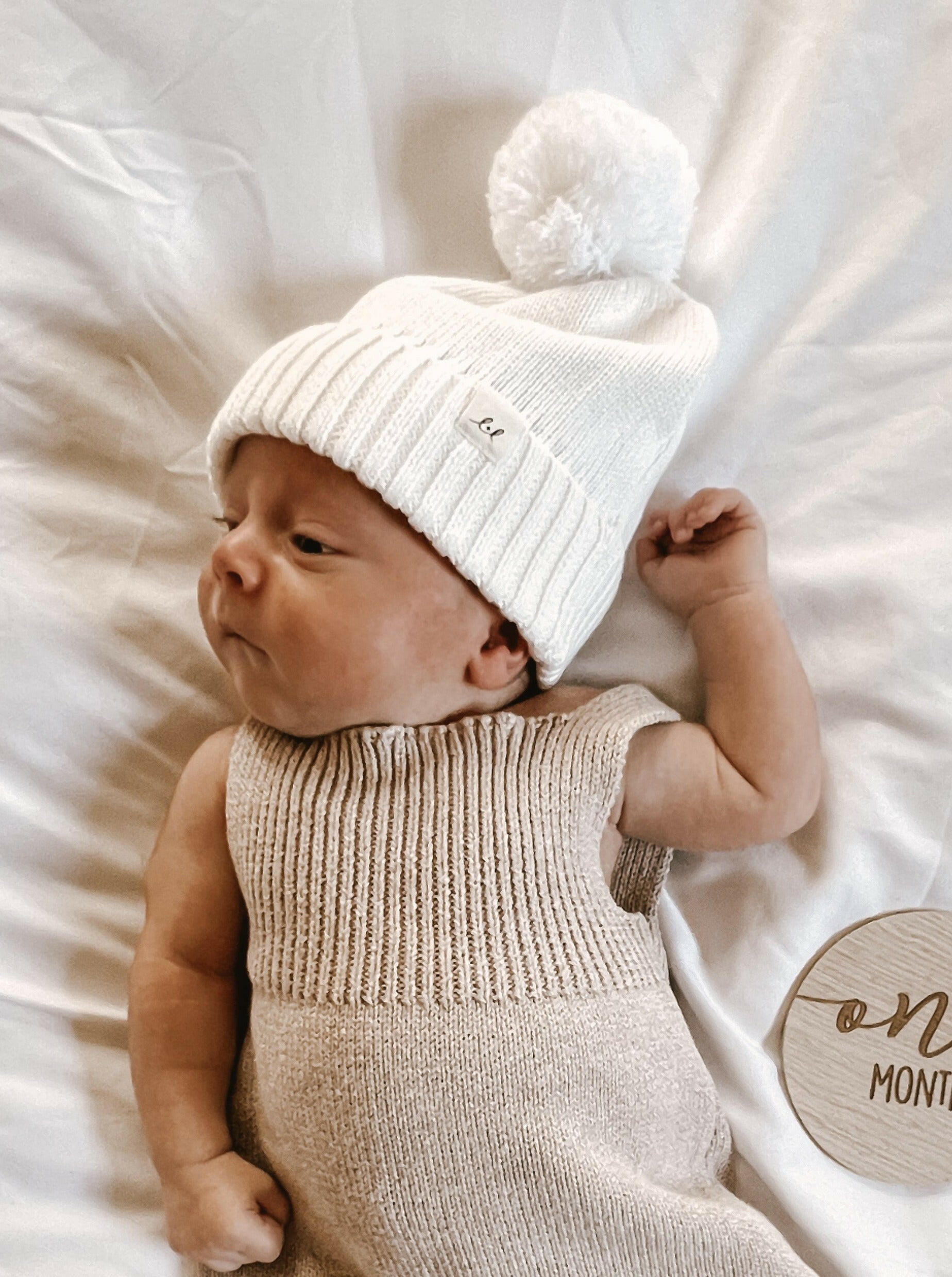 Luna + Luca Pom Beanie - White Luna + Luca