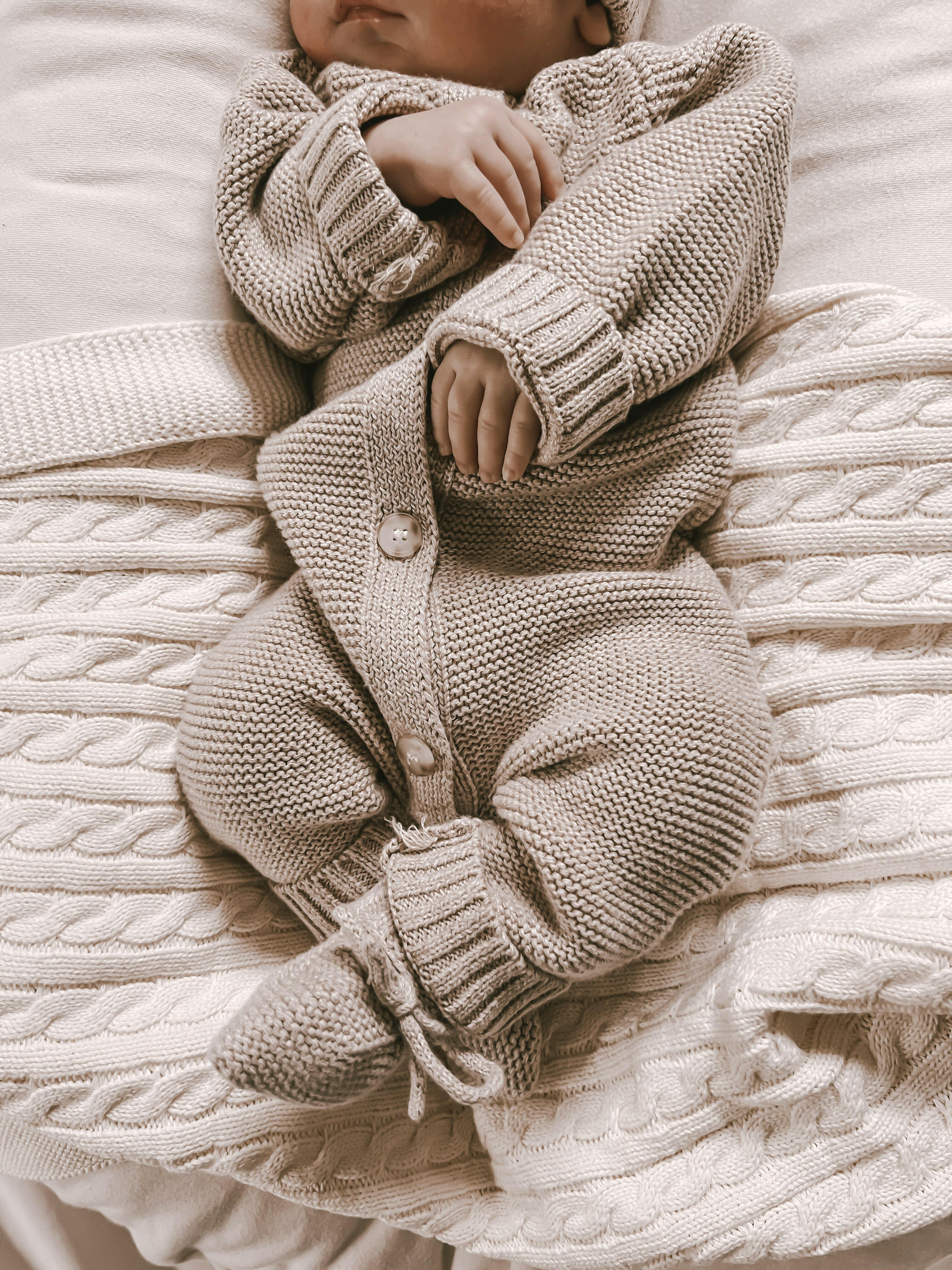 Luna + Luca Classic Purl Knit Jumpsuit - Heather Beige Luna + Luca