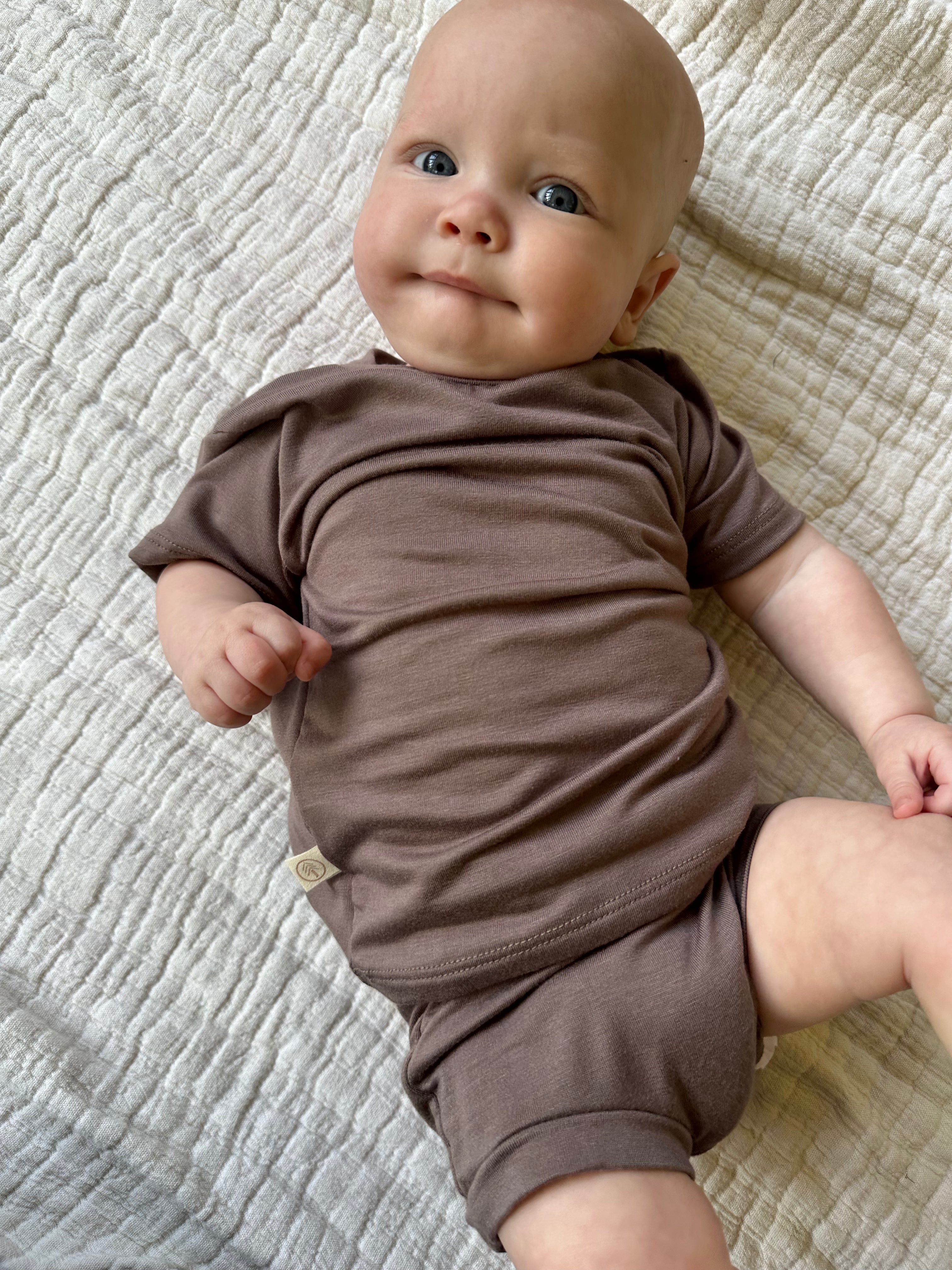 0/3M | Baby Short Sleeve Essential Tee | Coffee | Bamboo