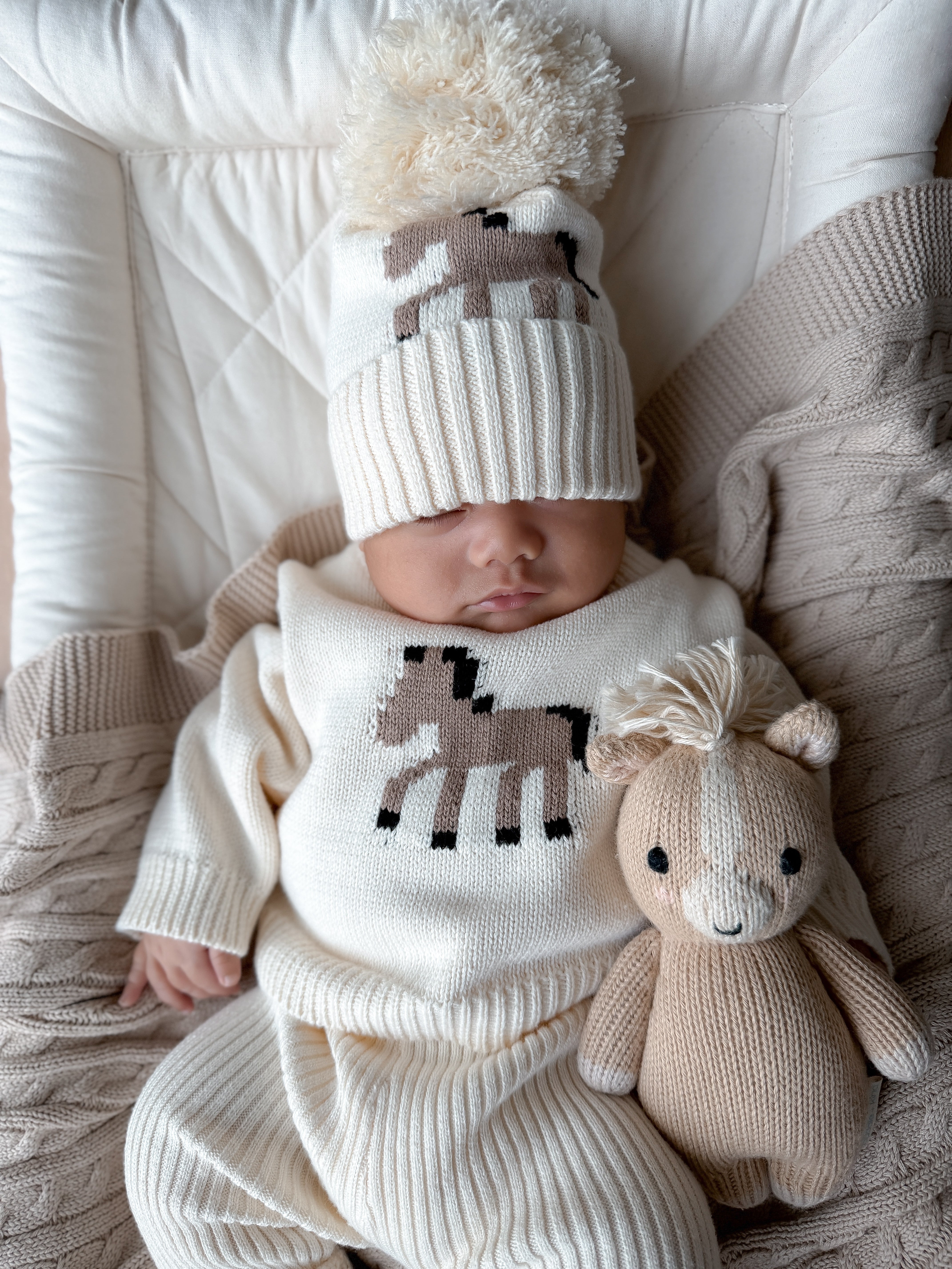 Giddy Up Pom Beanie - Cream
