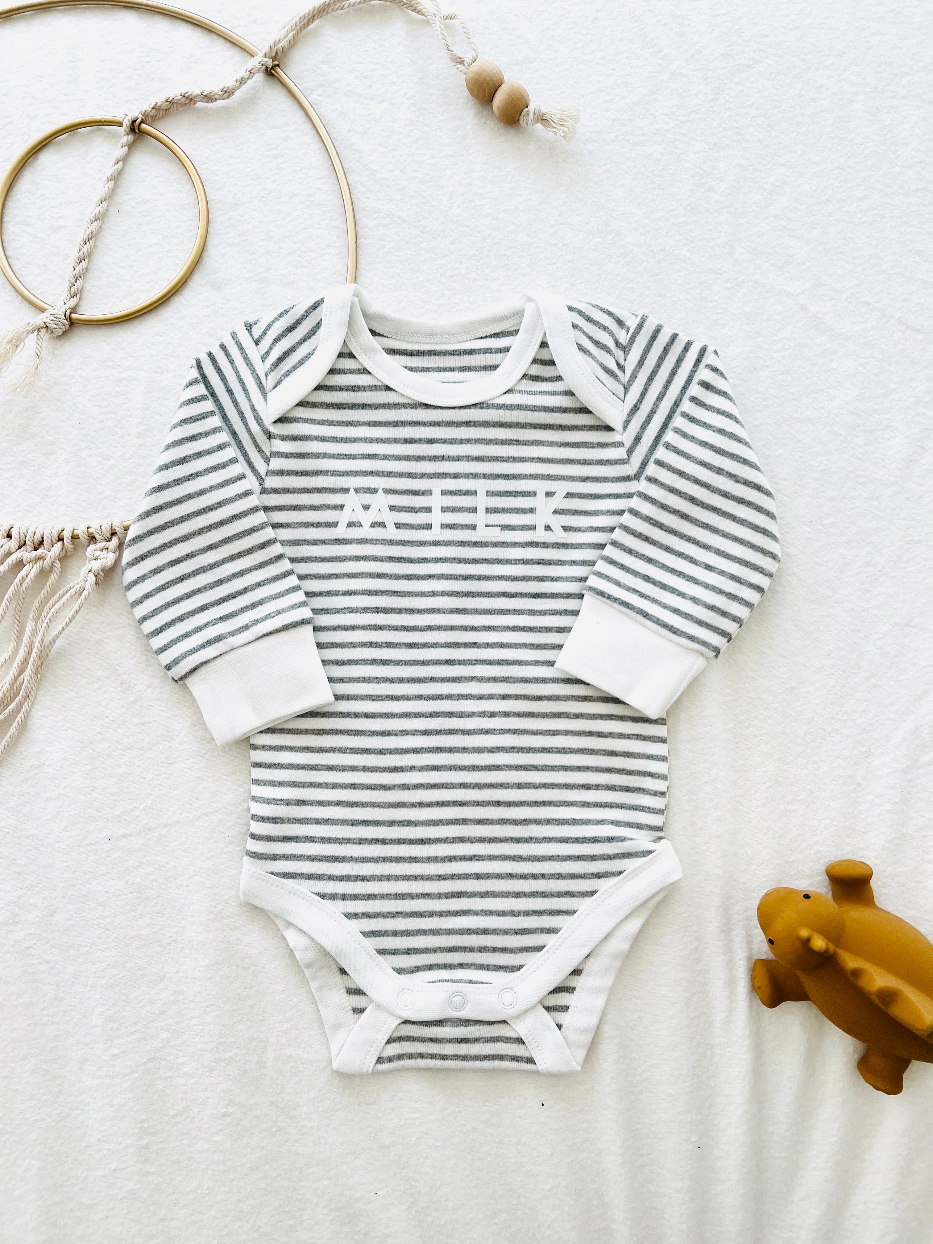 Stripe Organic Baby Gift Bundle Gray gift bundle set The picnic day