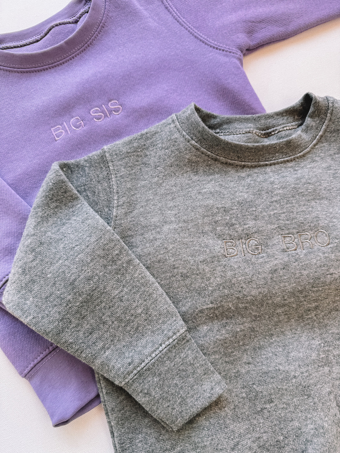 minimal embroidered sibling crewneck