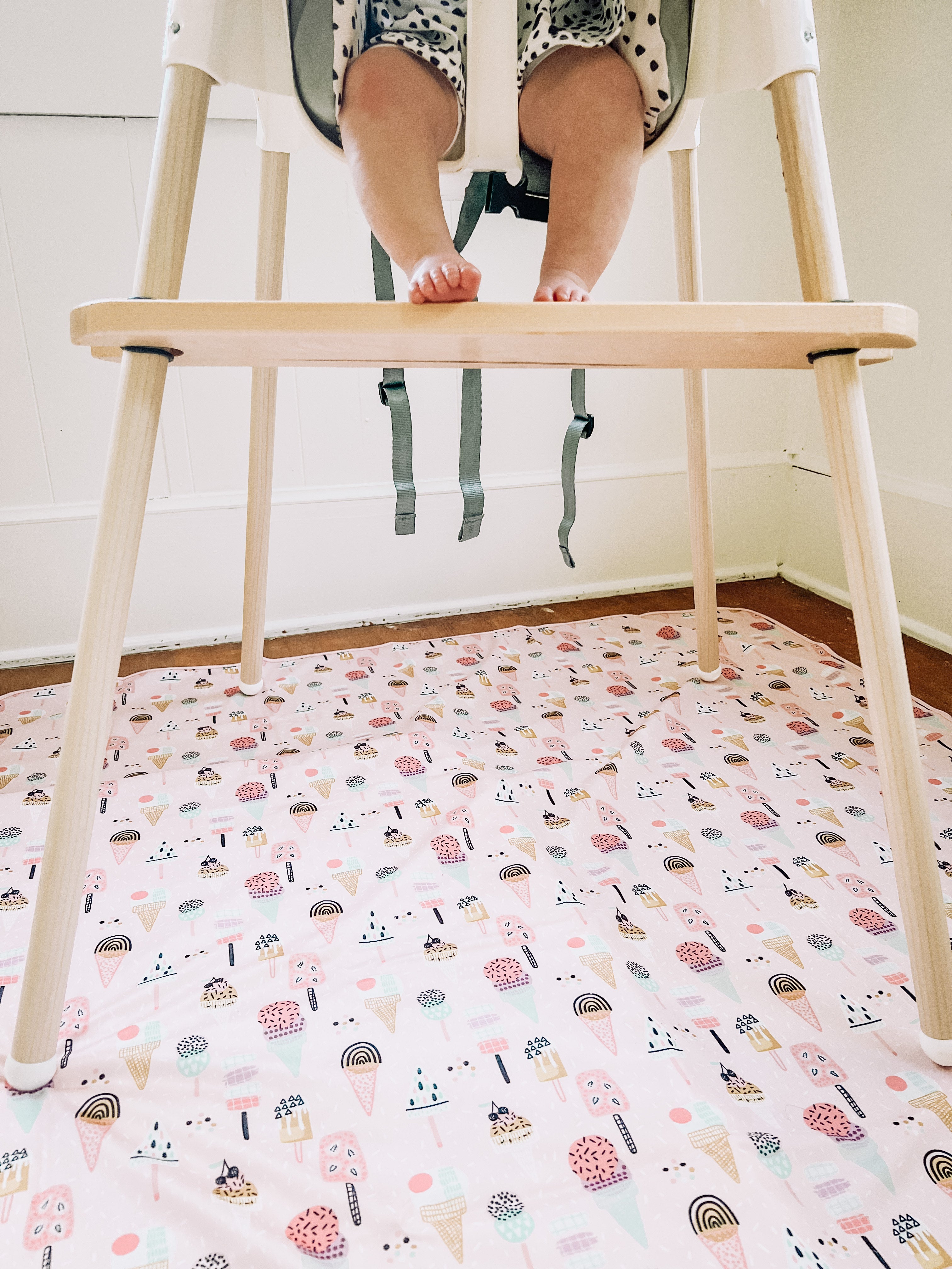 Pink Ice Cream Splash Mat - A Waterproof Catch-All for Highchair Spills and More! BapronBaby