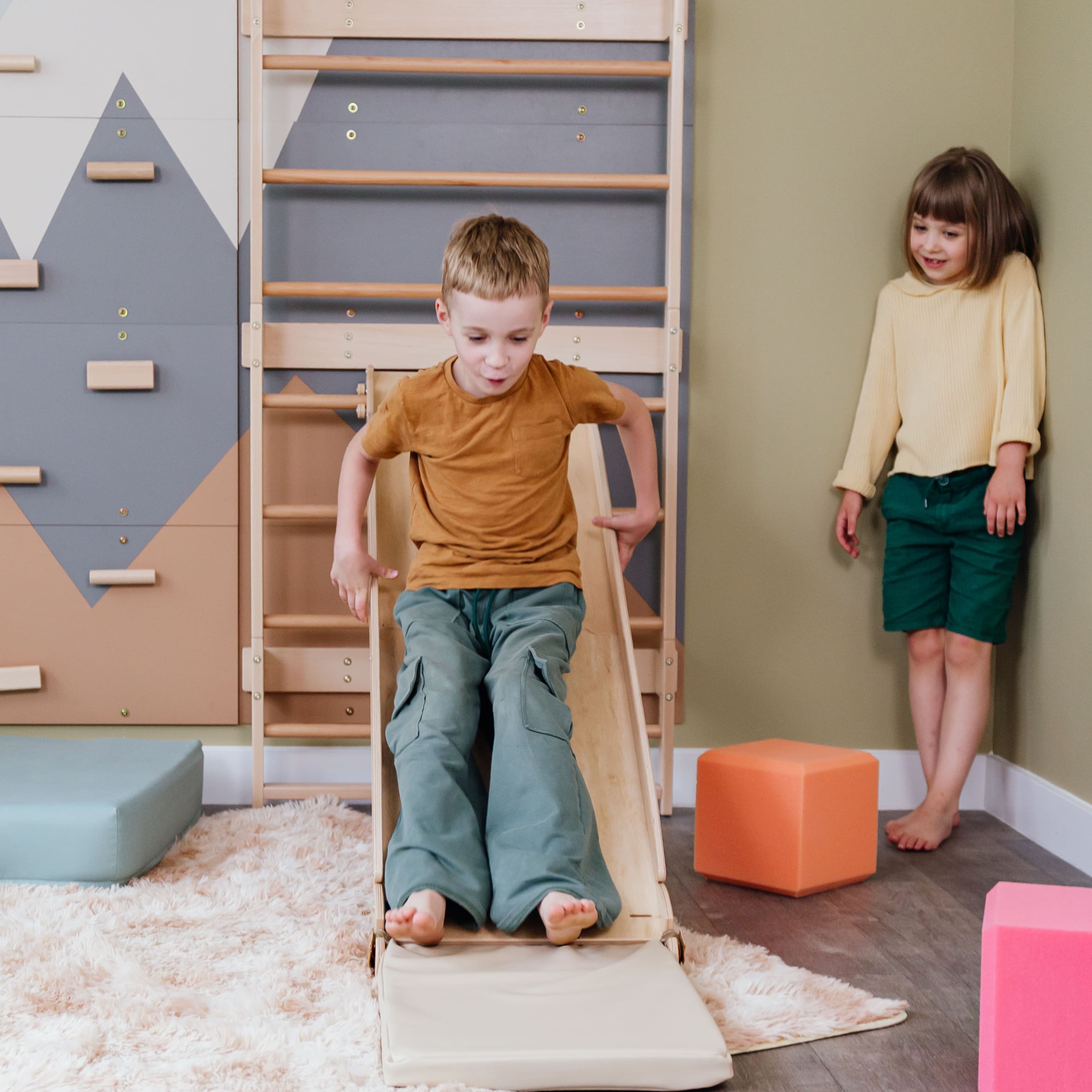 Wood and Hearts 3-in-1 Swedish Ladder Wall Gym for Kids 3+