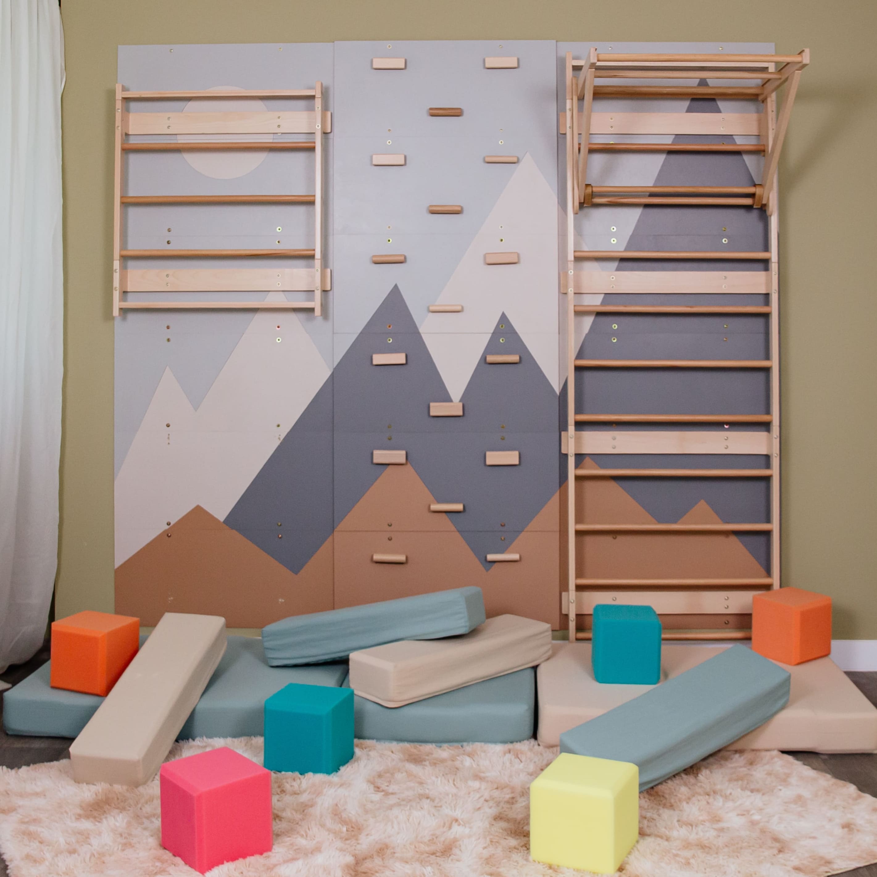 Wood and Hearts 3-in-1 Swedish Ladder Wall Gym for Kids 3+