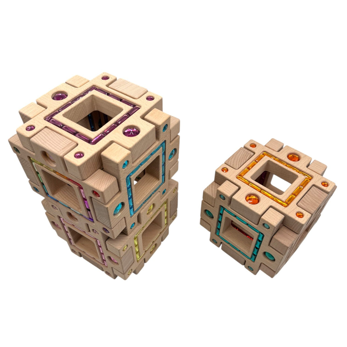 **Pre-order (Ships in 2-3 Weeks)** 16-Piece Large Wooden Gemlight Window Blocks with Storage Box