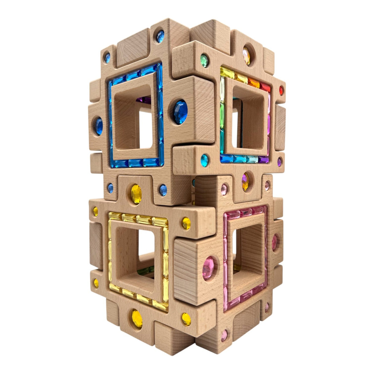 **Pre-order (Ships in 2-3 Weeks)** 16-Piece Large Wooden Gemlight Window Blocks with Storage Box