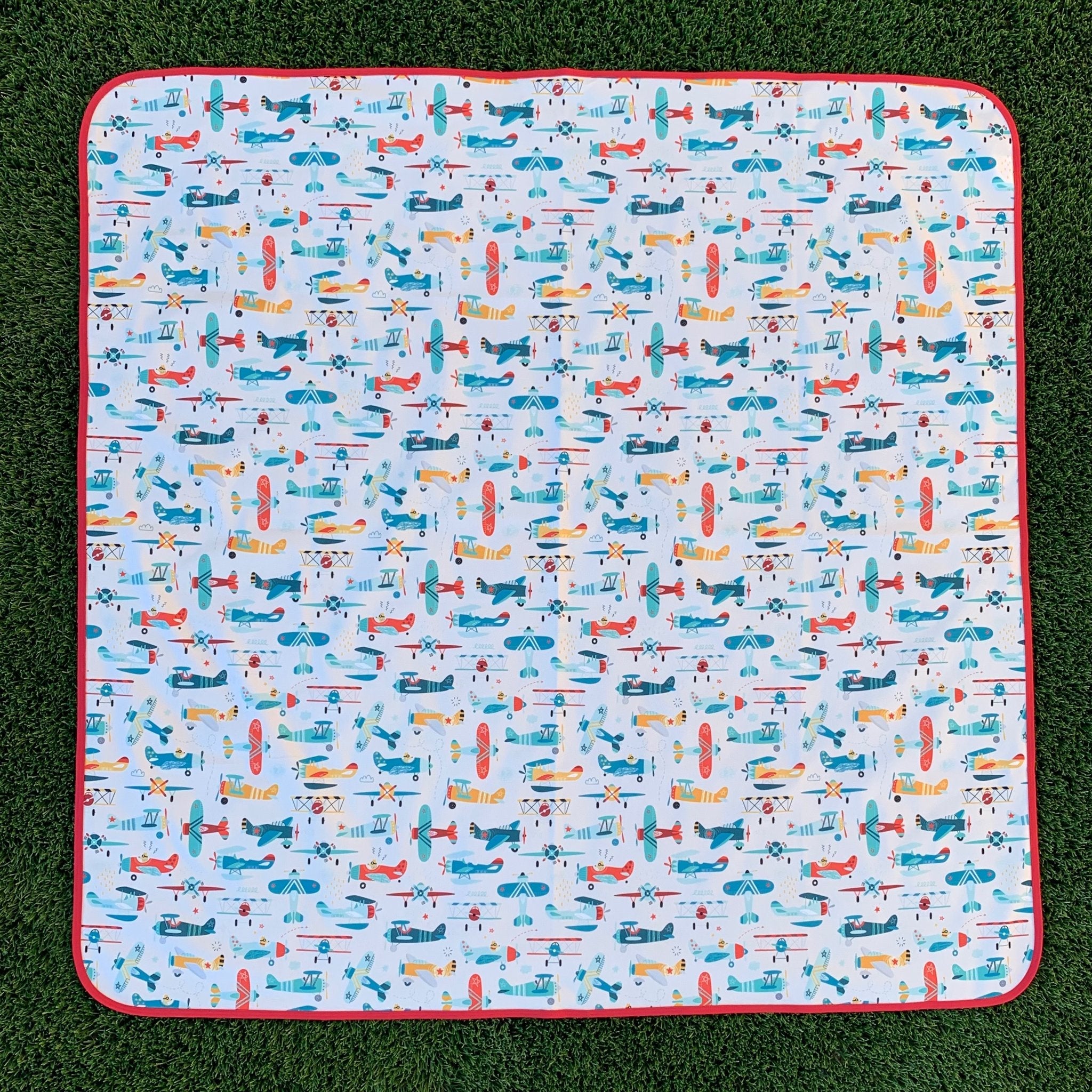 Retro Airplanes Splash Mat - A Waterproof Catch-All for Highchair Spills and More! BapronBaby