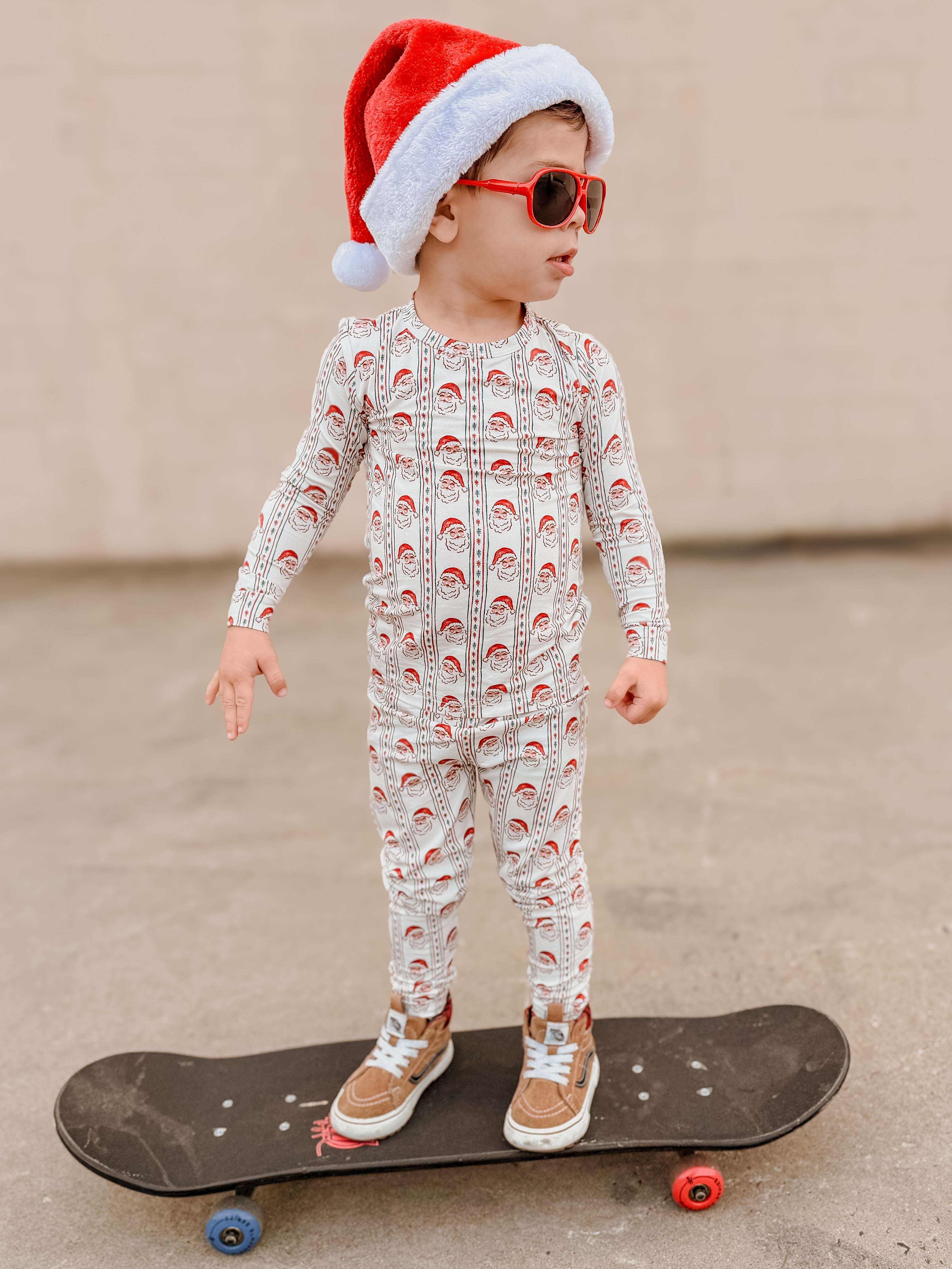 Vintage Santa Bamboo Christmas Pajamas - 2pc Set