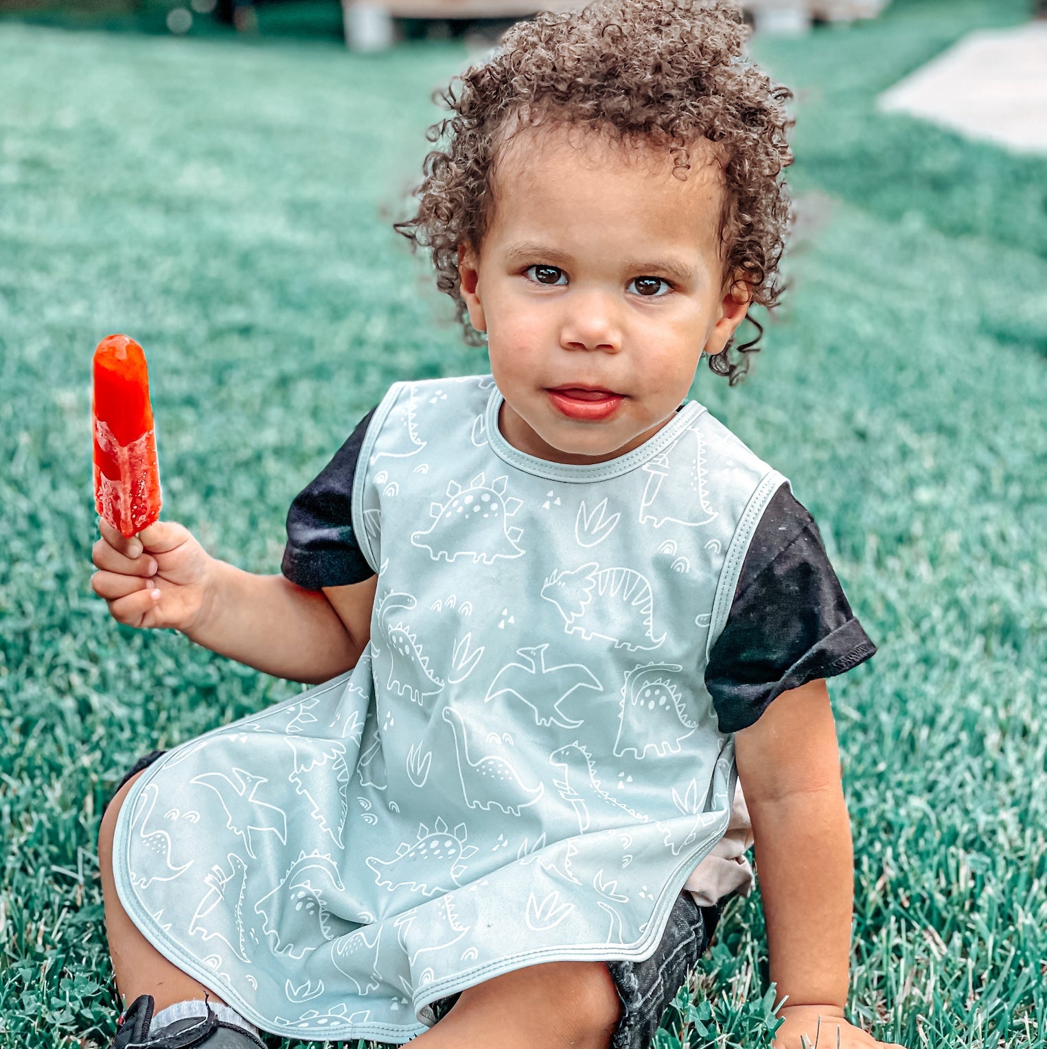 Dino Friends - Sage Bapron SALE **PRESCHOOL SIZE ONLY**