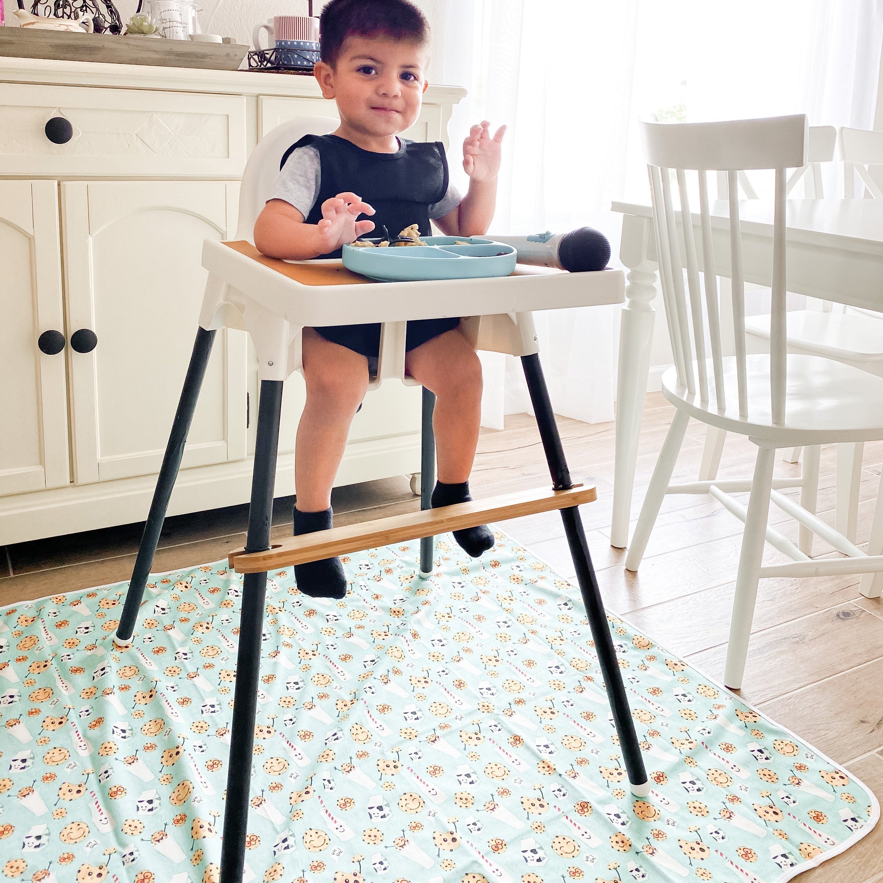 Cookies & Milk Splash Mat - A Waterproof Catch-All for Highchair Spills and More! BapronBaby