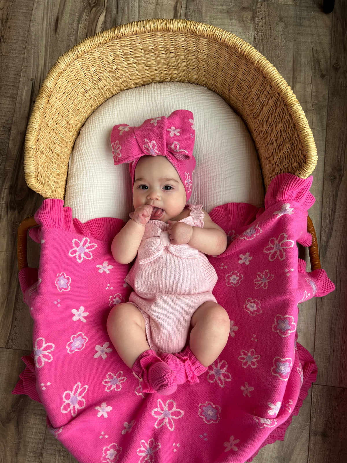 Wildflower Dreams Ruffle Baby Blanket - Peony Pink