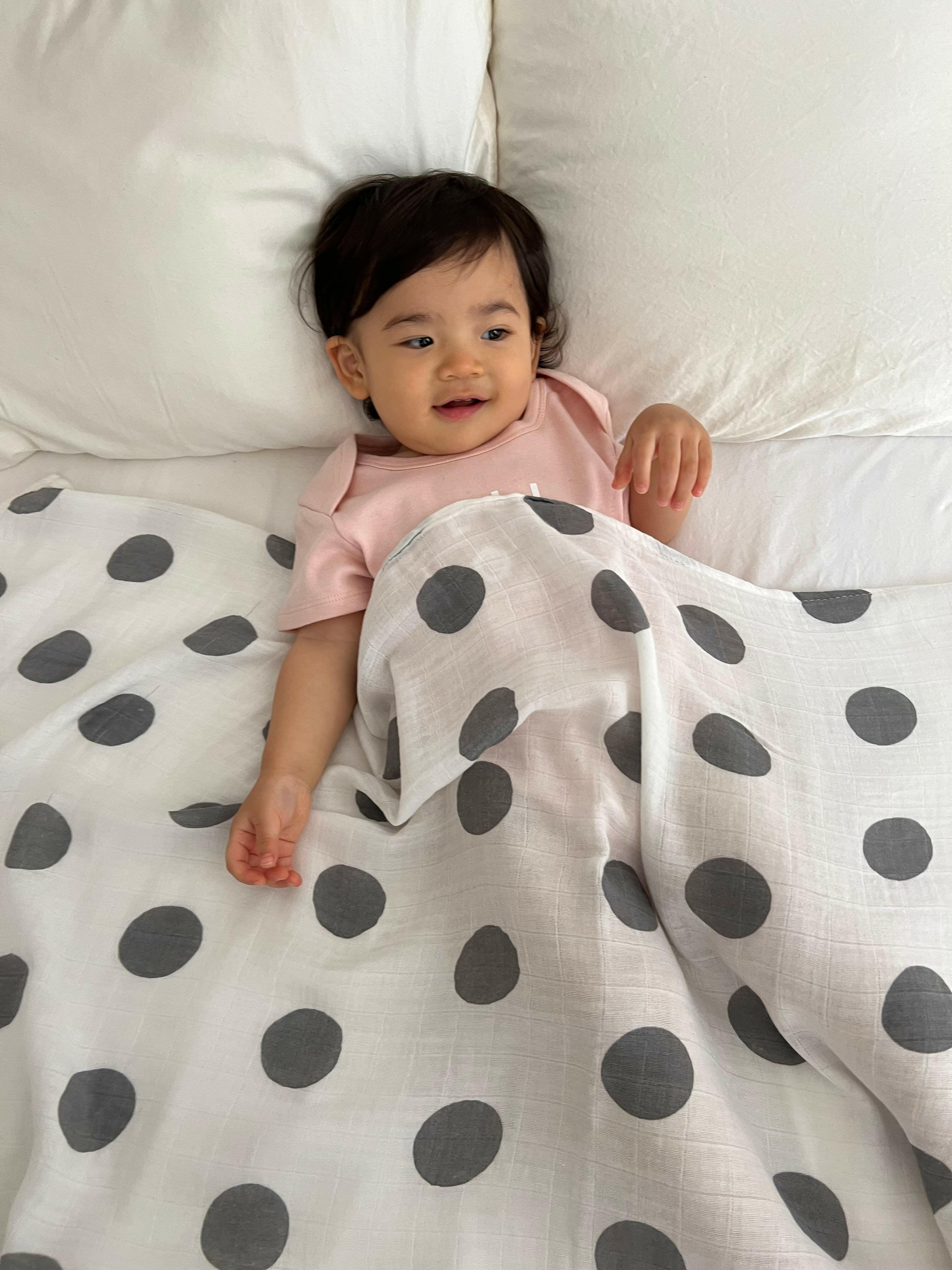 Organic Cotton & Bamboo Swaddle Dots Swaddling Blankets The picnic day