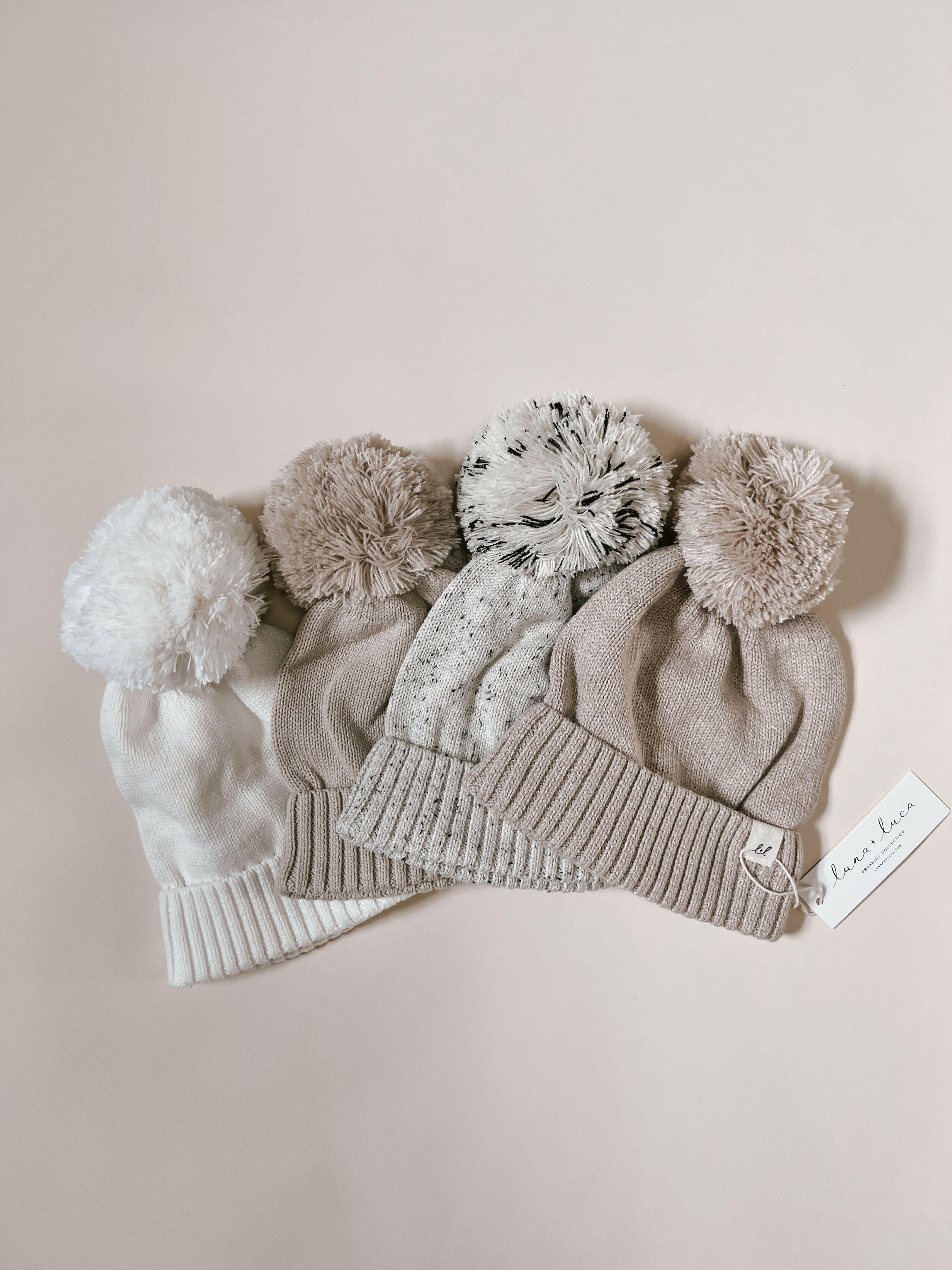 Luna + Luca Pom Beanie - Heather Beige Luna + Luca