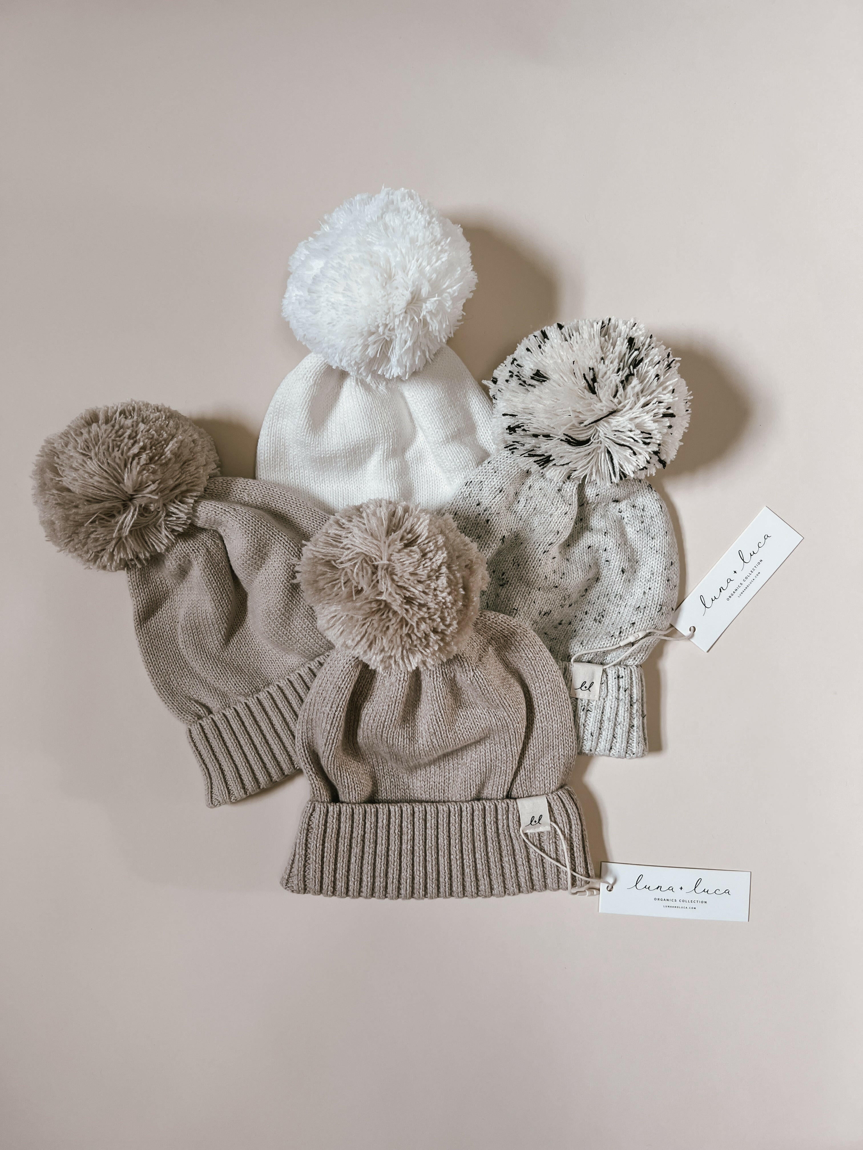 Luna + Luca Pom Beanie - Beige  Luna + Luca