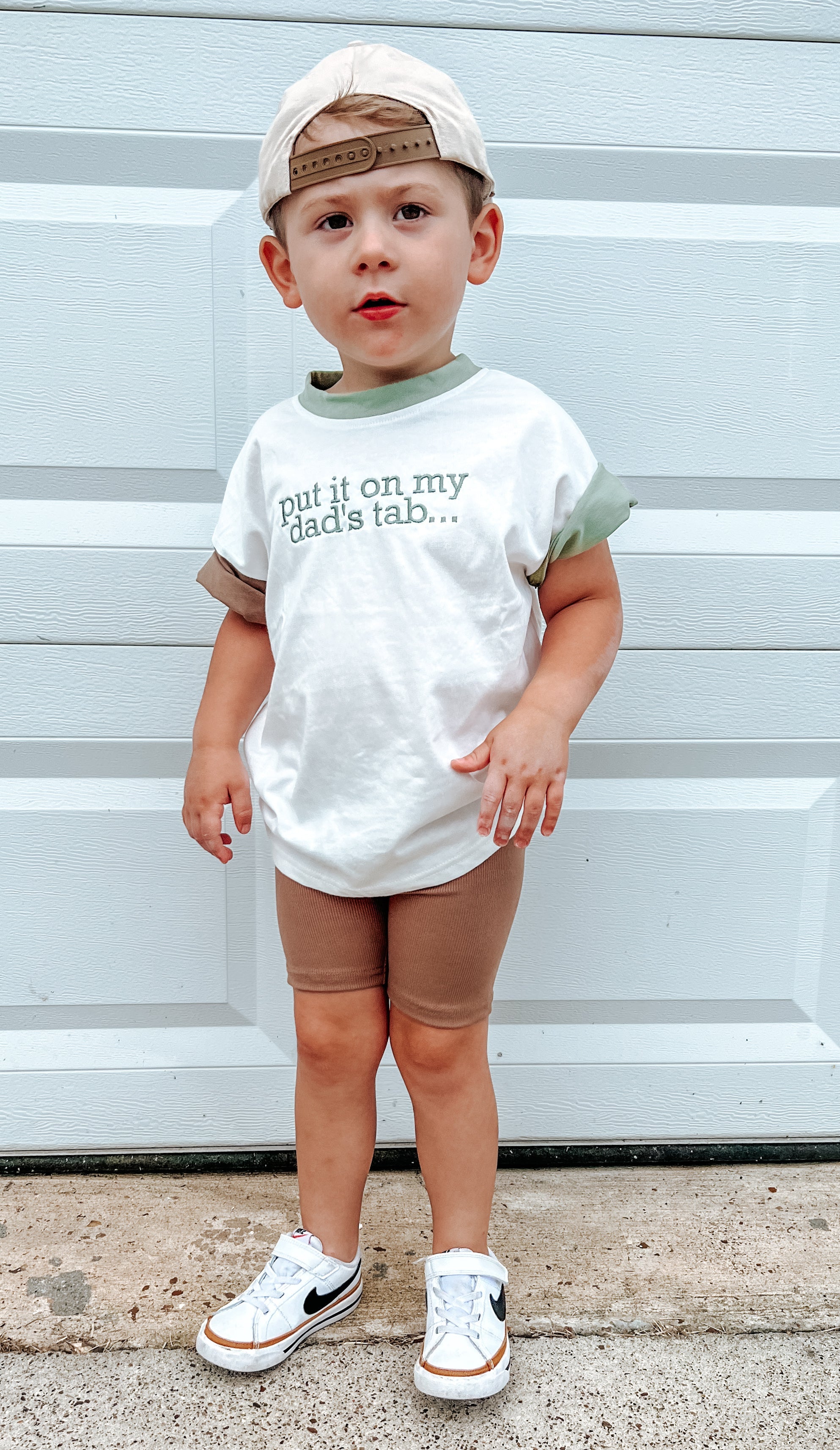Custom Embroidered Colorblock Tee and Biker Shorts Set