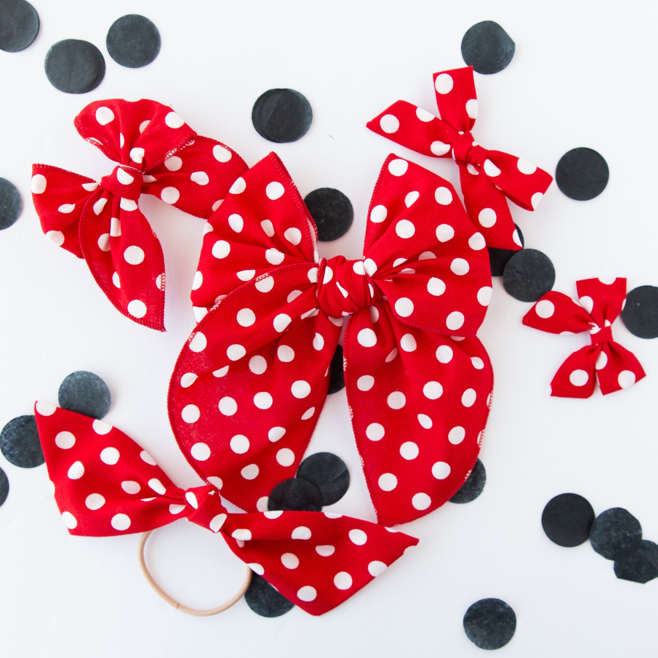 Minnie's Polka Dot | Pigtail Set - Hand-tied Bow