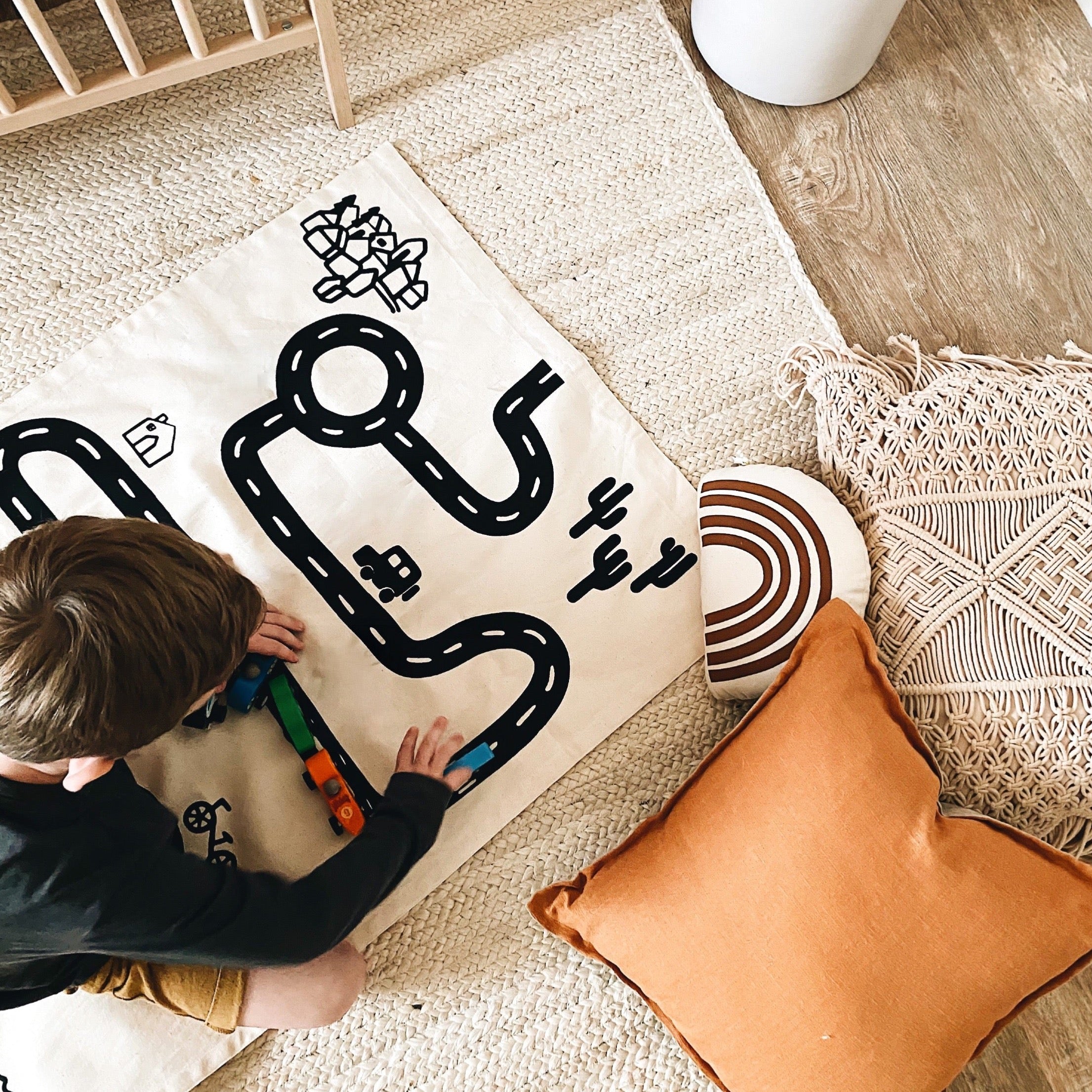 Canvas Floor Mat | Handmade Play Mat for Kids | Roll-Up Toy Mat