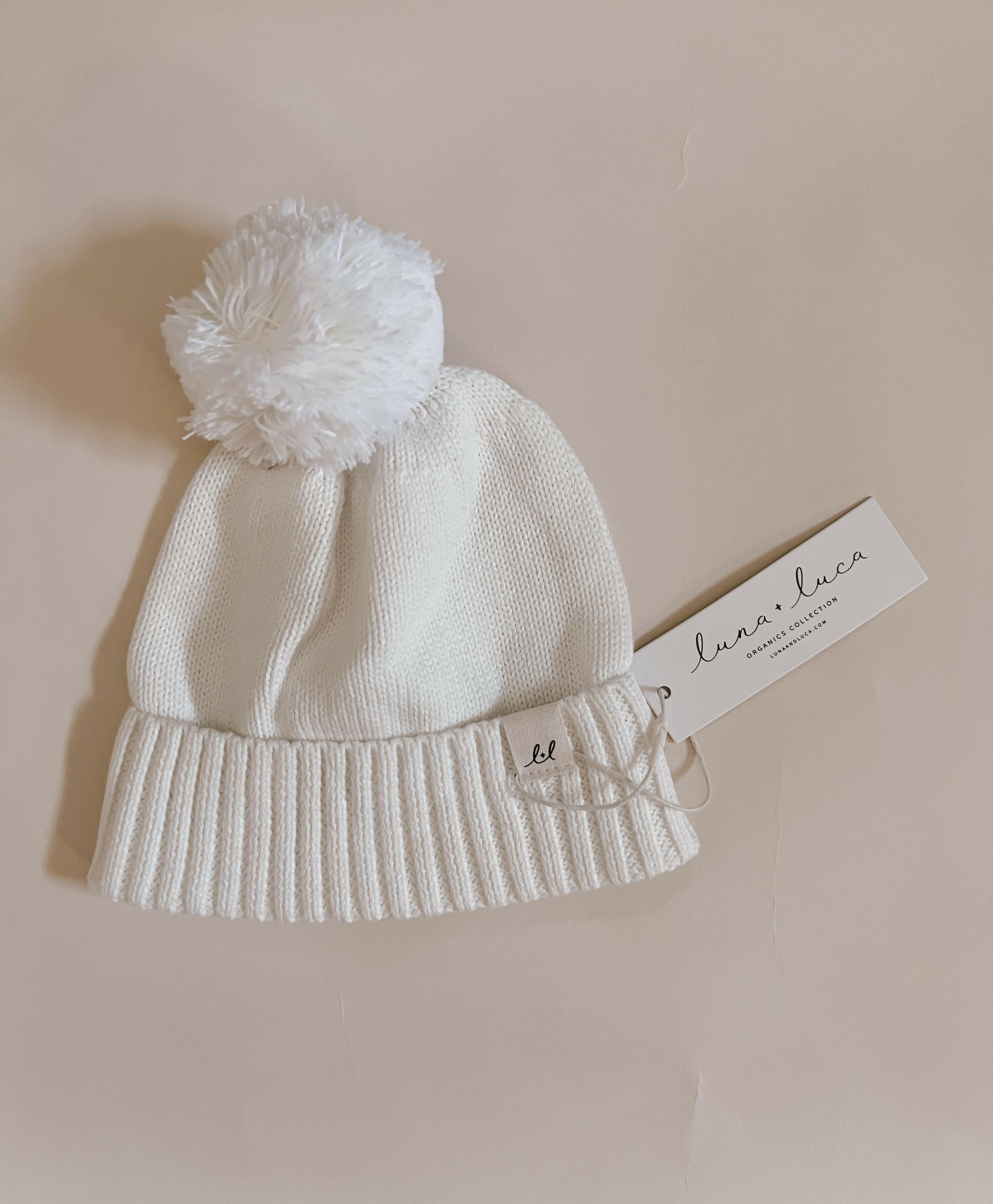 Luna + Luca Pom Beanie - White Luna + Luca