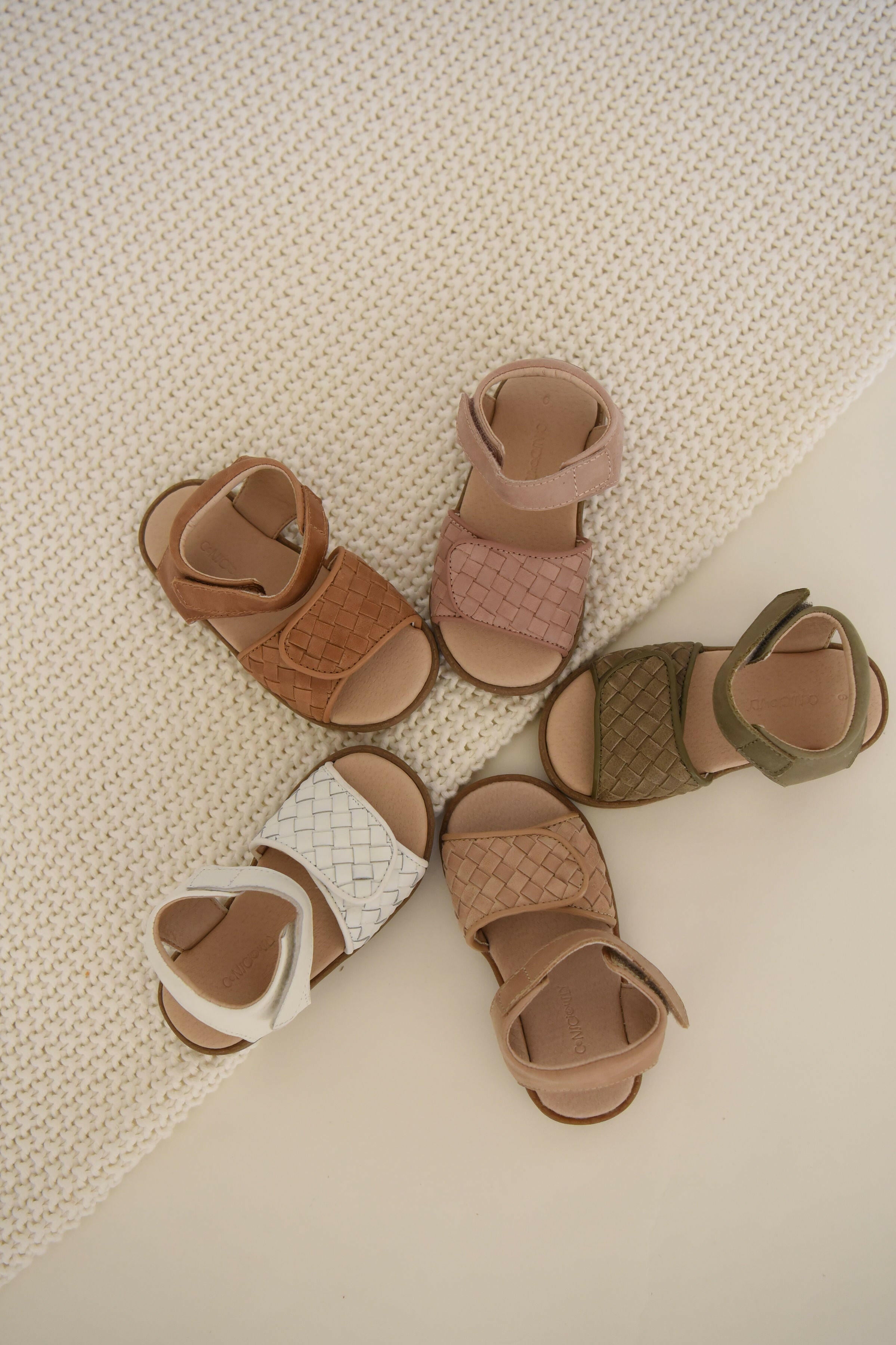 Leather Woven Sandal | Color 'Cotton' | Hard Sole  Consciously Baby