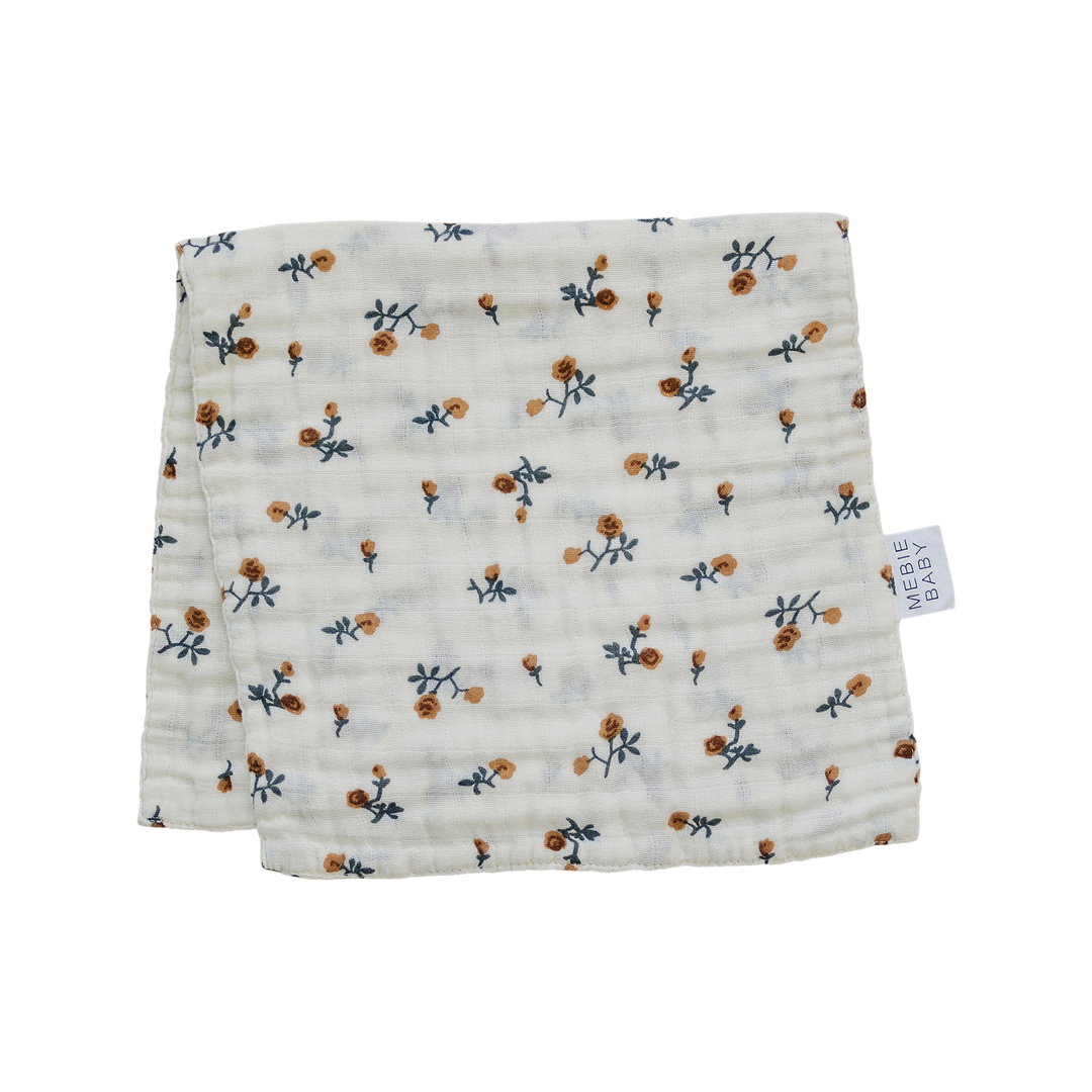 Cream Floral Muslin Burp Cloth Mebie Baby
