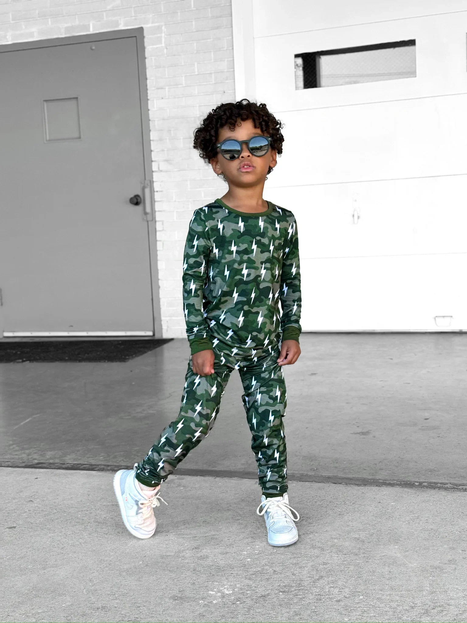 Bamboo Two Piece Set | Green Camo Bolts