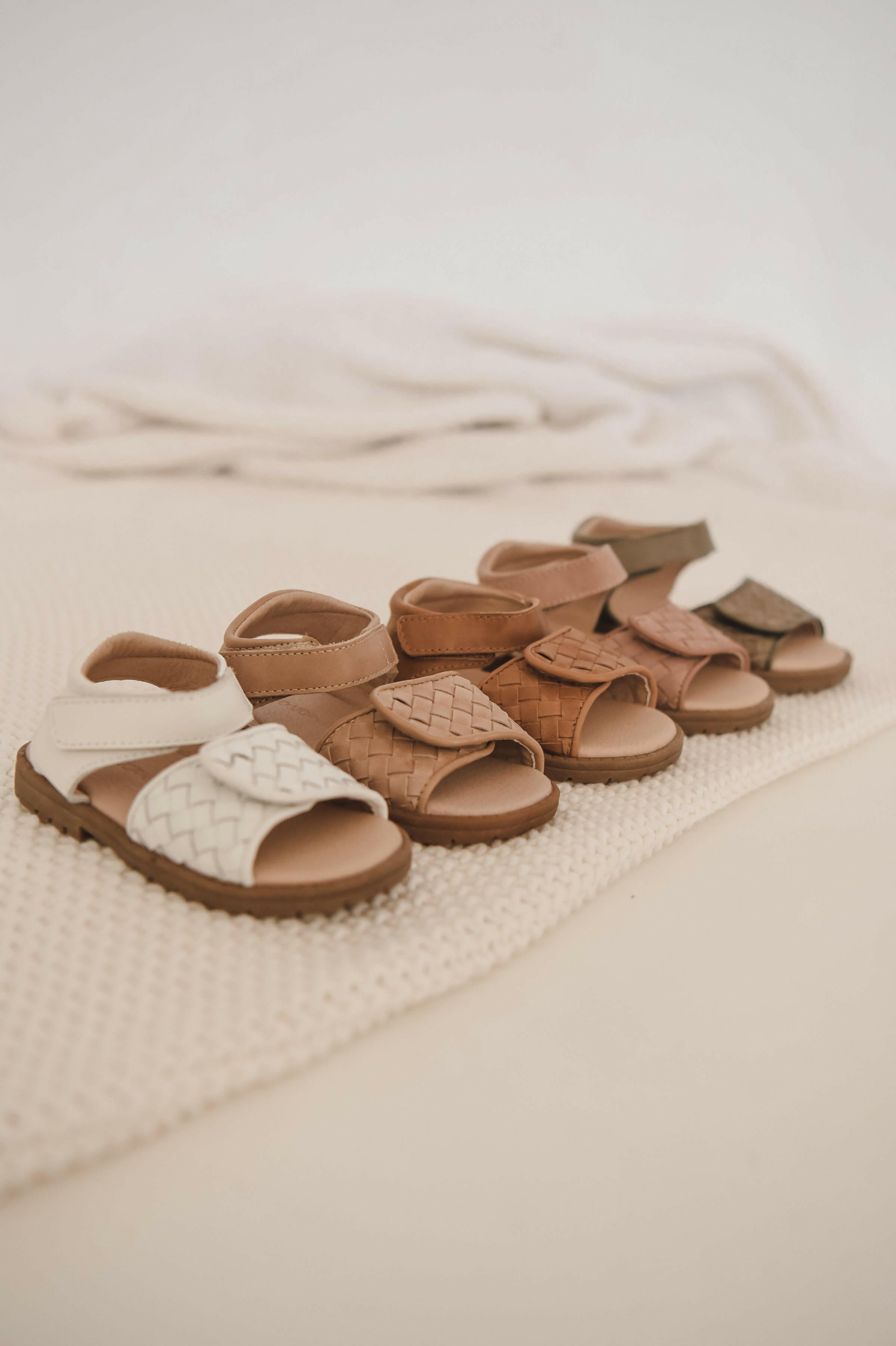 Leather Woven Sandal | Color 'Cotton' | Hard Sole  Consciously Baby