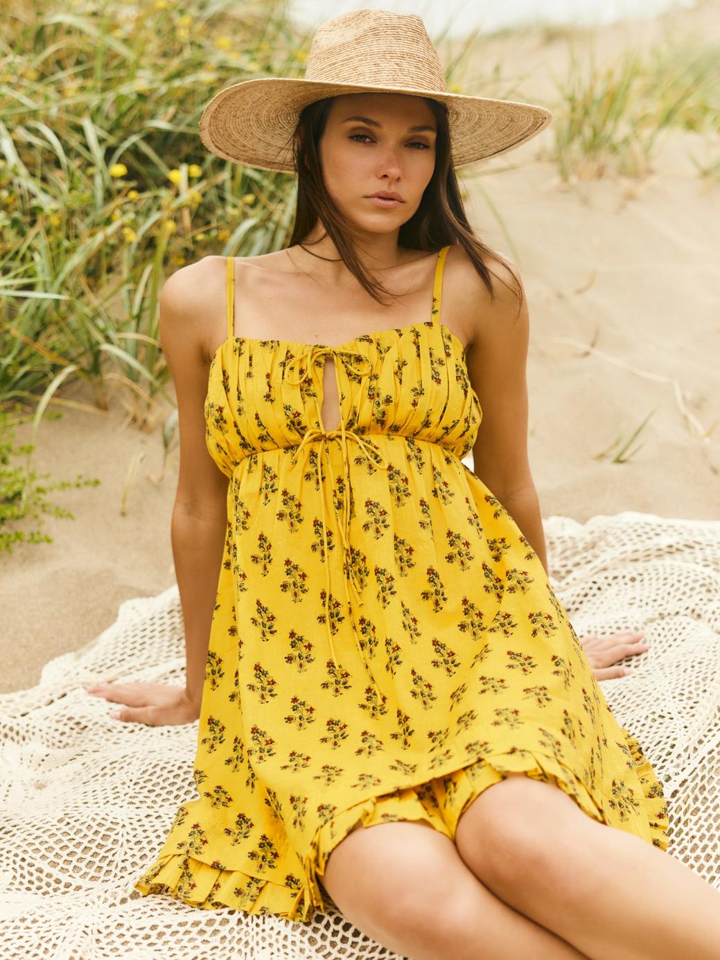Andi Mini Dress - Mellow Yellow Flower Power