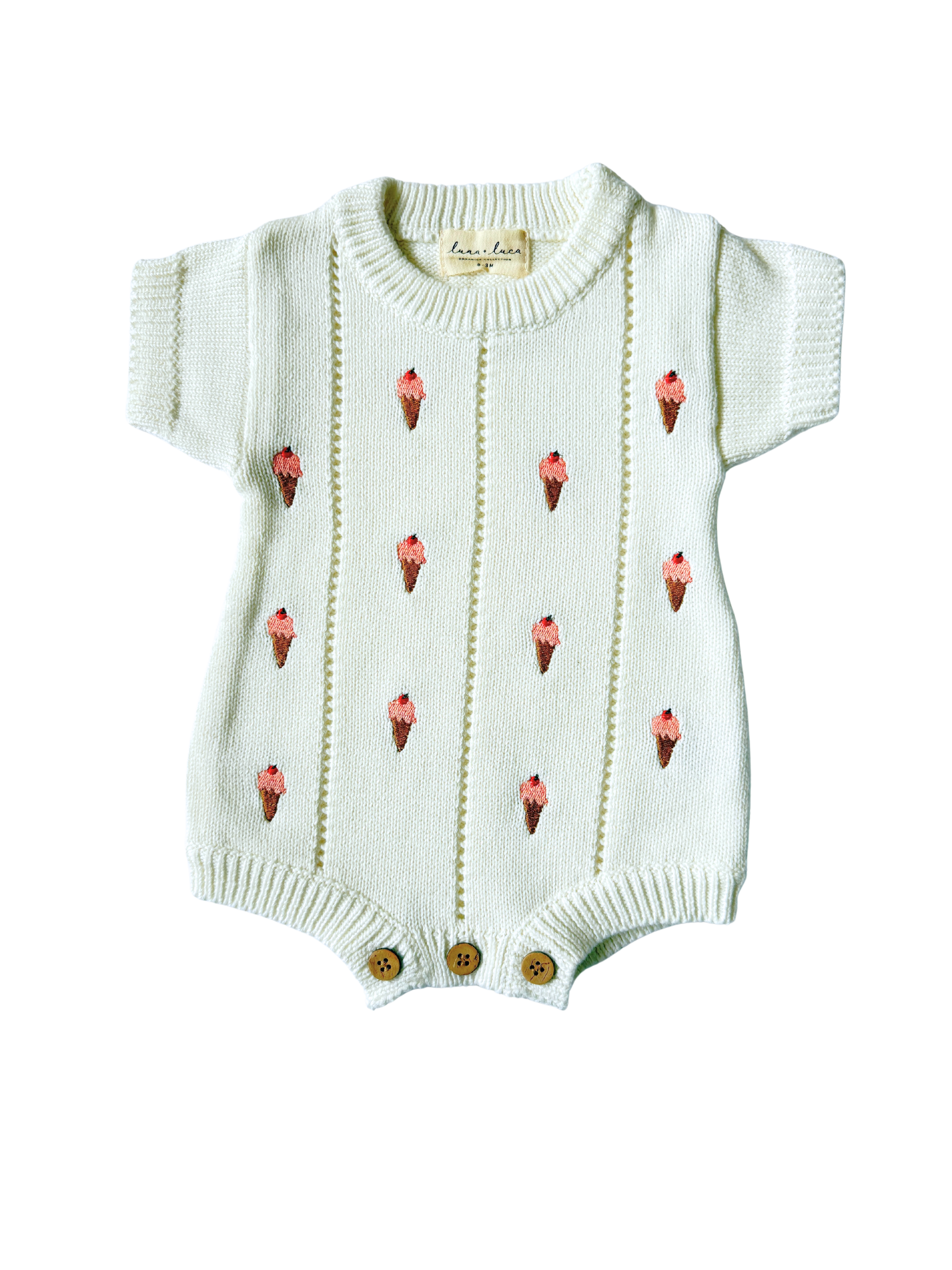 Ice Cream Embroidered Romper
