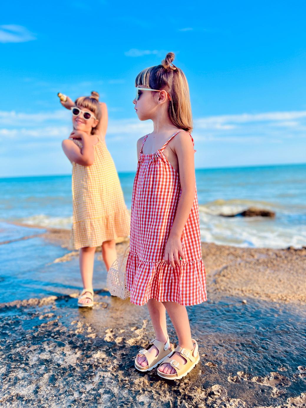 Misty Rose Linen Kid Dress - Natural/misty Rose