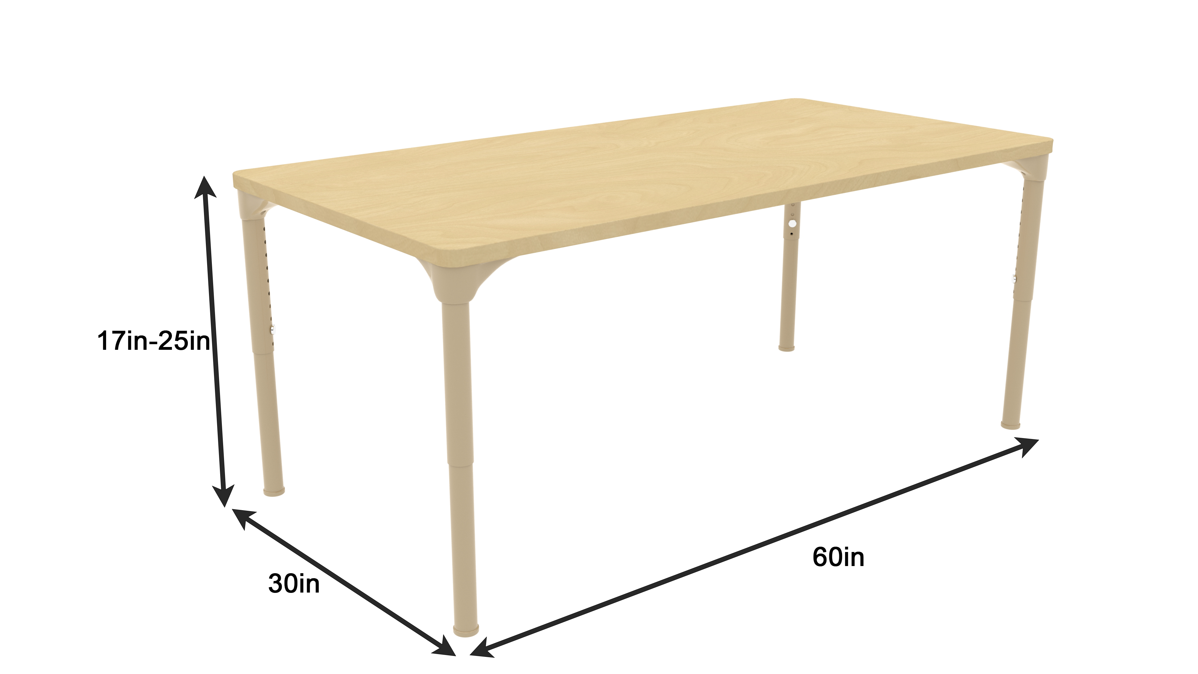 Rectangular Adjustable Kids Classroom Table – 17" to 25" Height | Durable Activity Table for School & Home