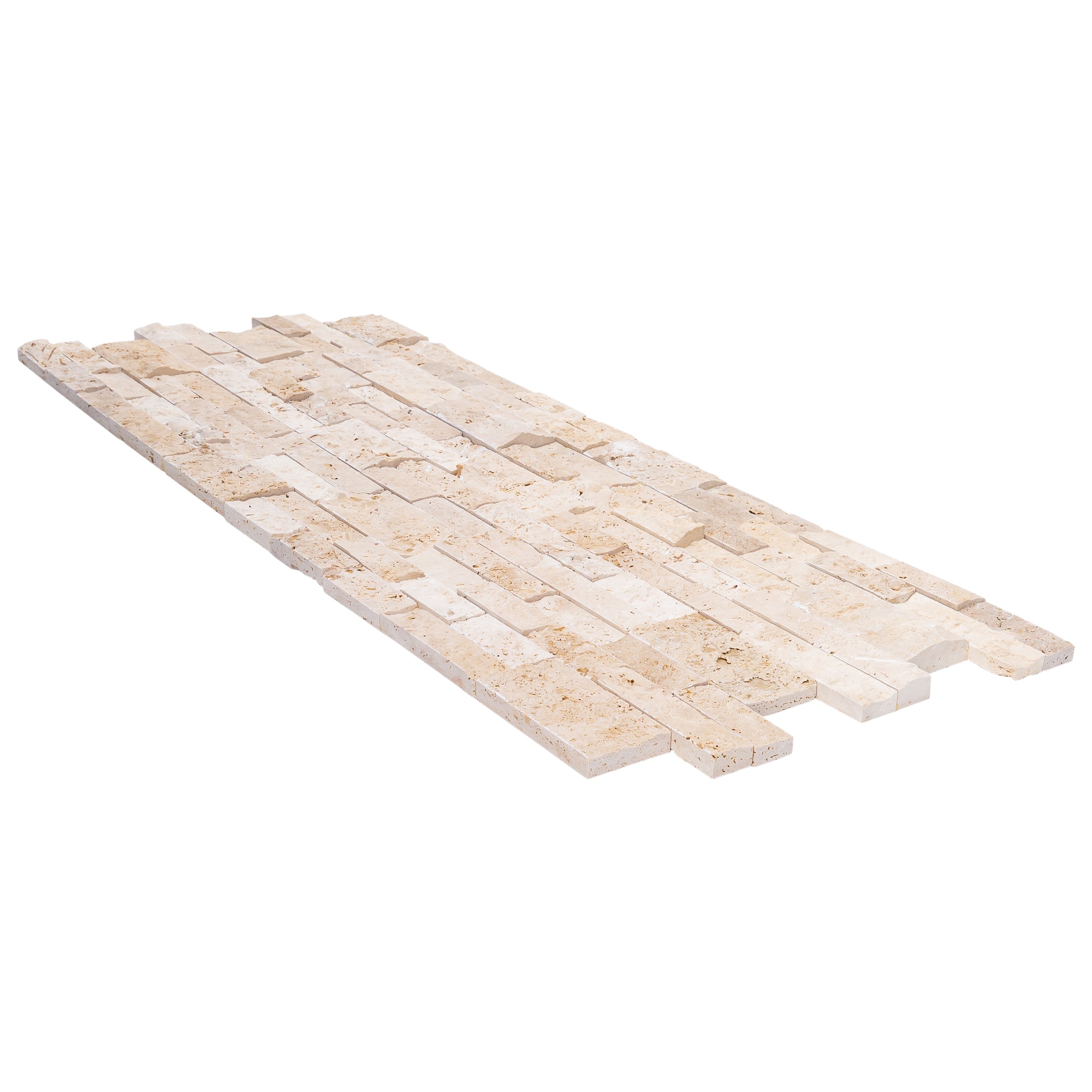 Ivory Beige Ledger 3D Panel 6"x24" Split-face Natural Travertine Wall Tile - Belair Collection