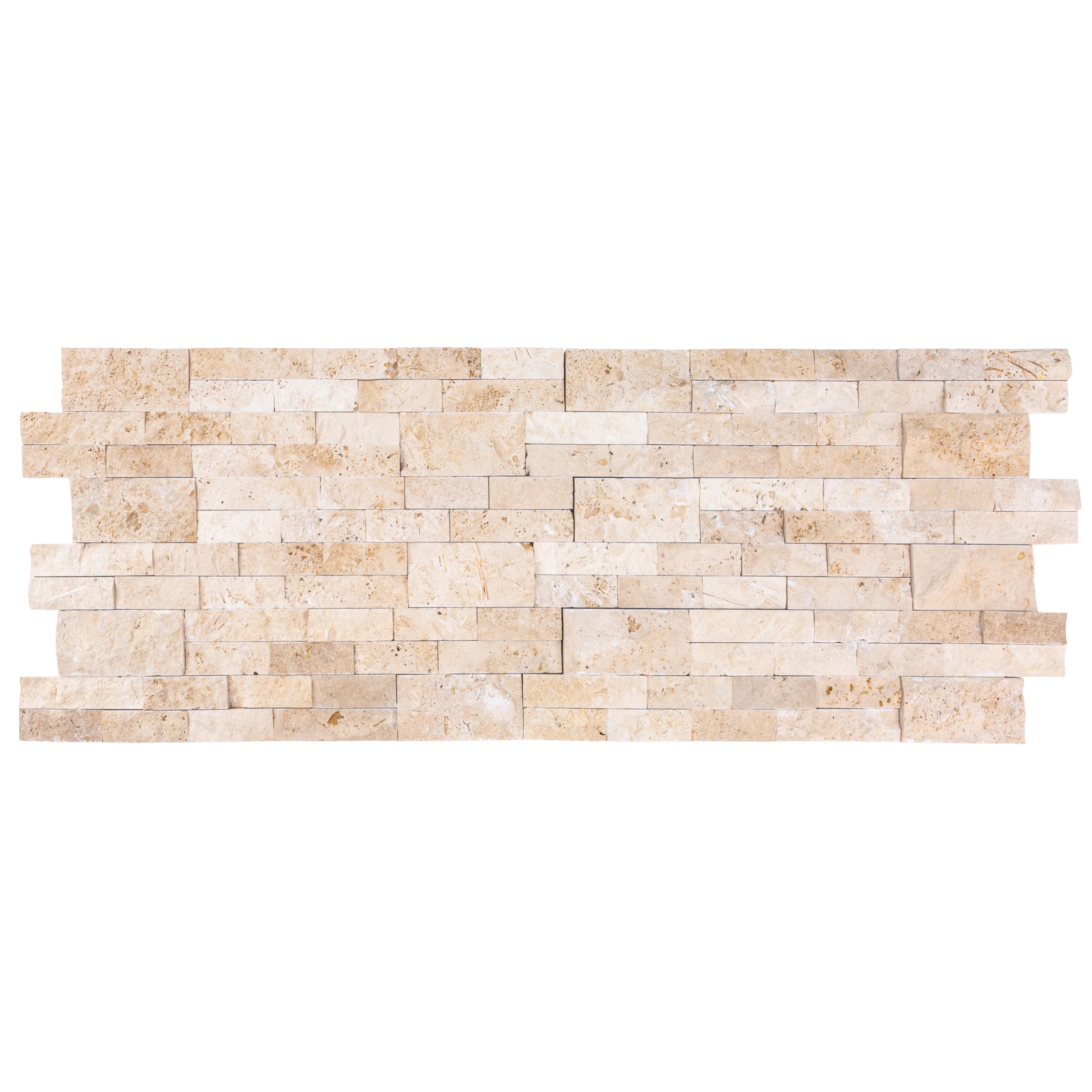 Ivory Beige Ledger 3D Panel 6"x24" Split-face Natural Travertine Wall Tile - Belair Collection