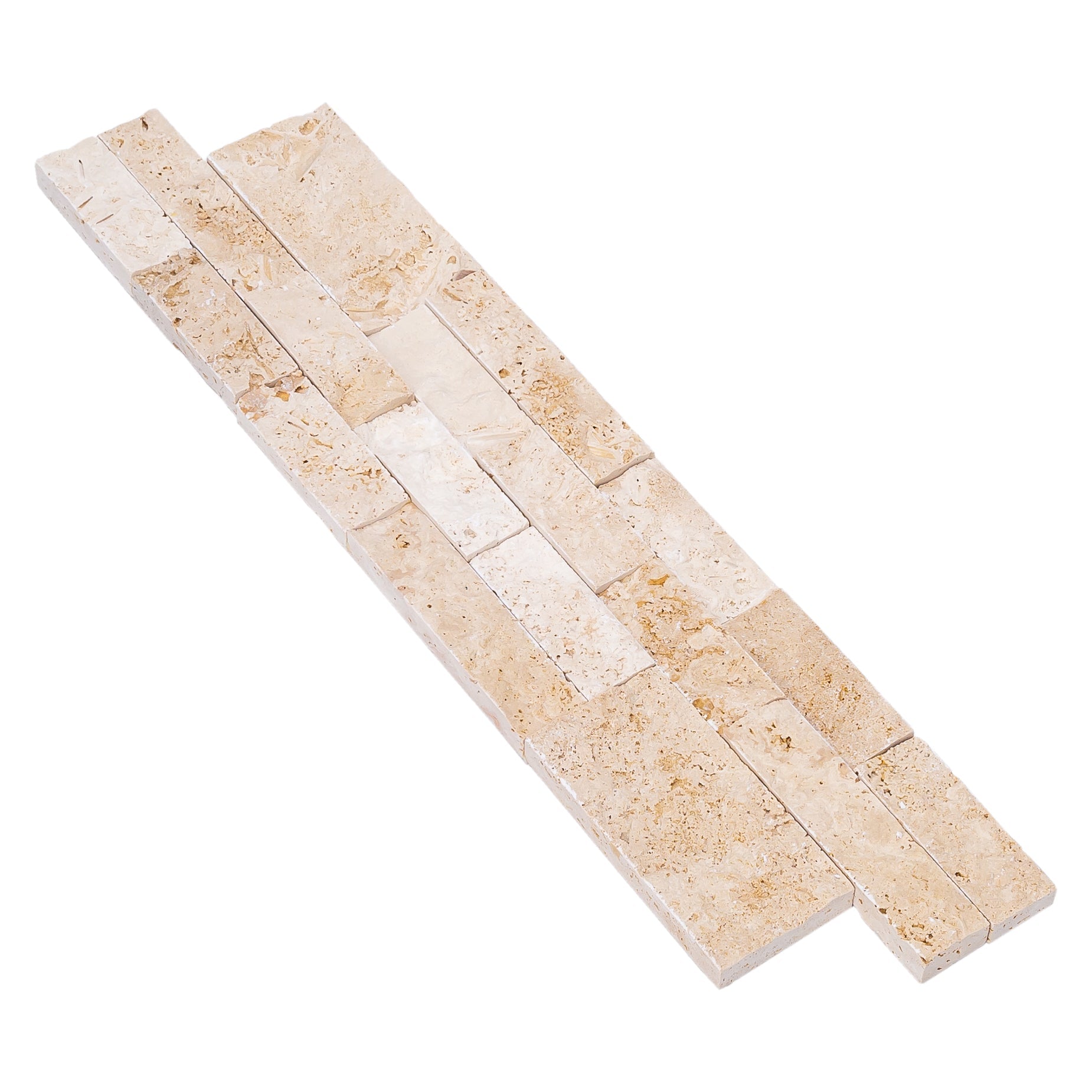 Ivory Beige Ledger 3D Panel 6"x24" Split-face Natural Travertine Wall Tile - Belair Collection