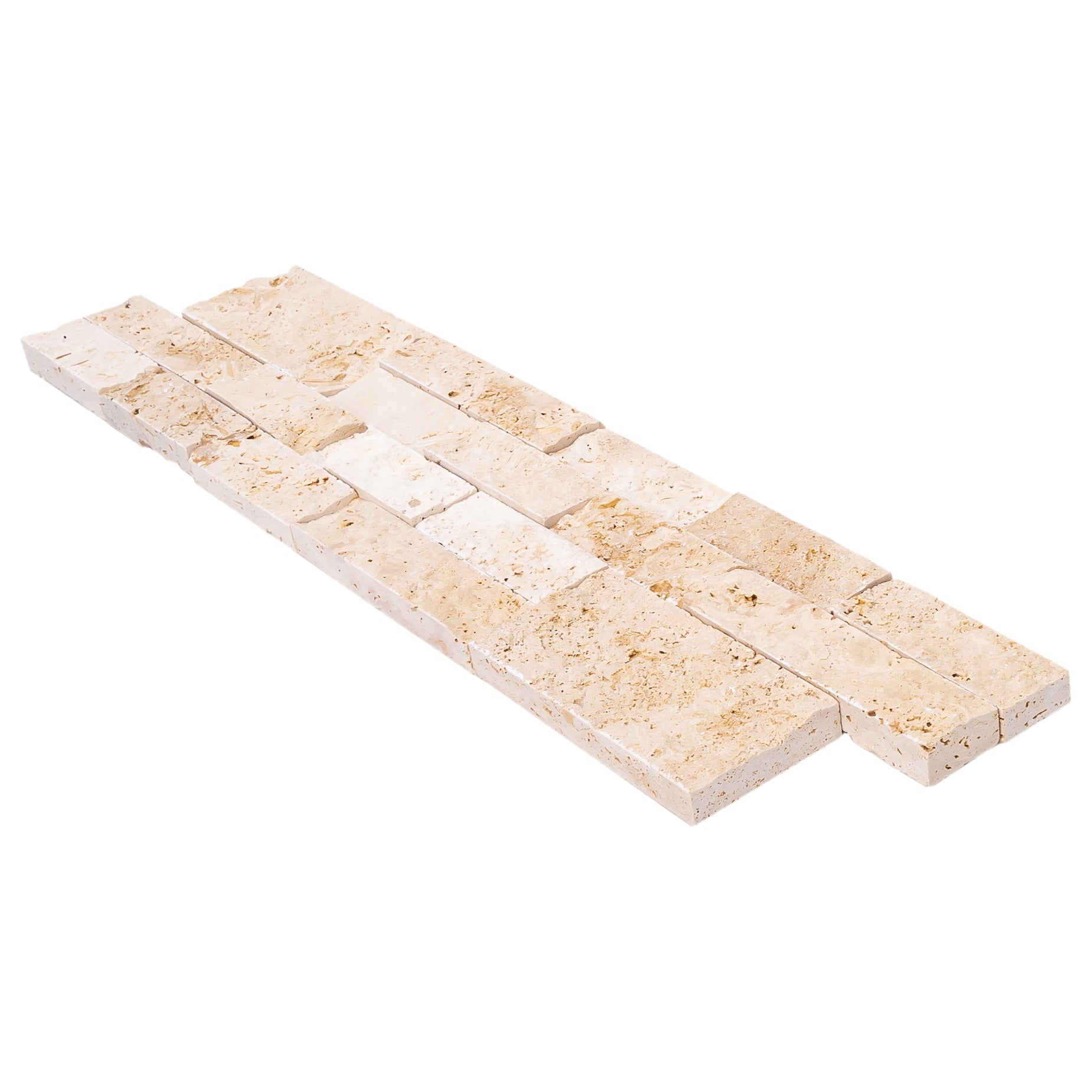 Ivory Beige Ledger 3D Panel 6"x24" Split-face Natural Travertine Wall Tile - Belair Collection