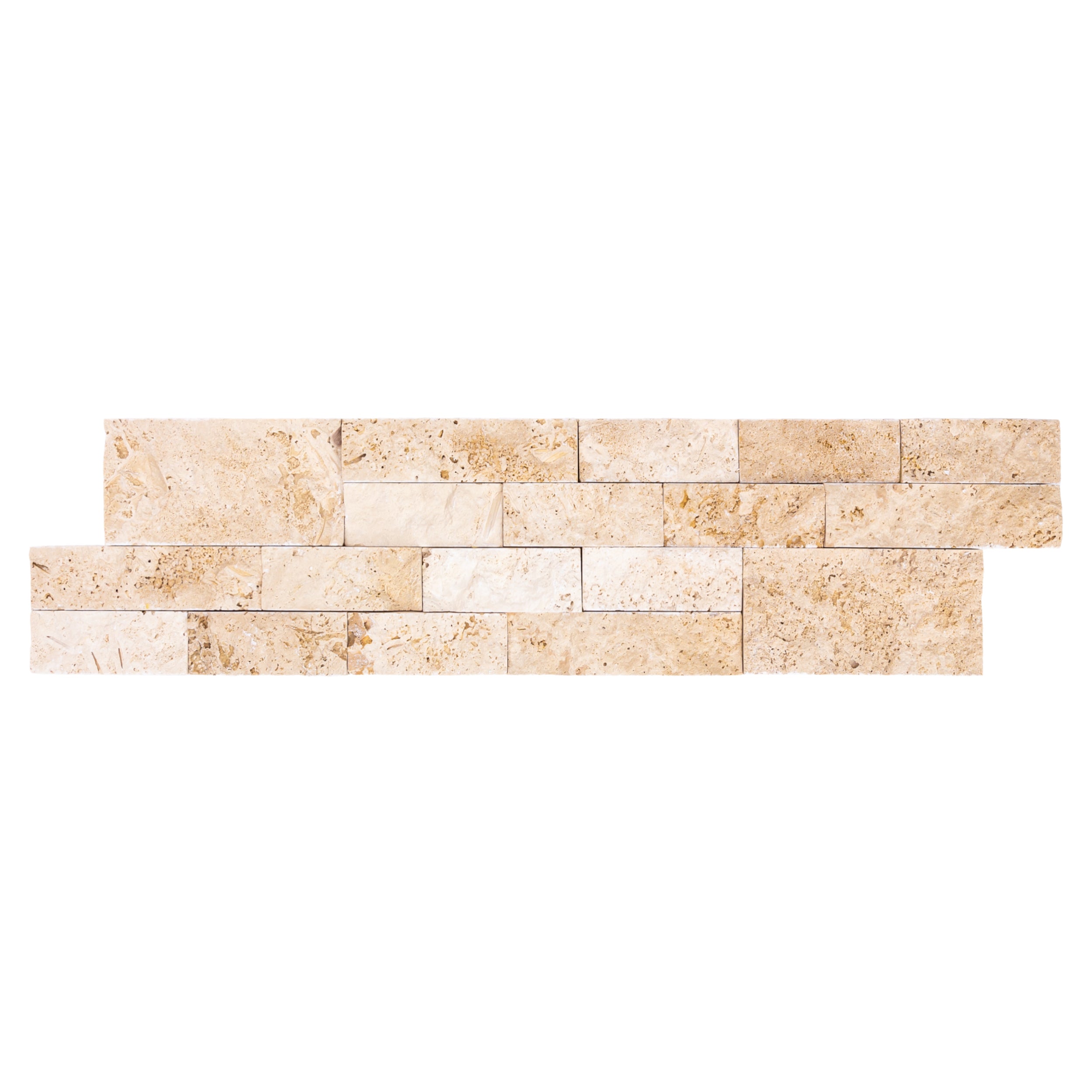 Ivory Beige Ledger 3D Panel 6"x24" Split-face Natural Travertine Wall Tile - Belair Collection