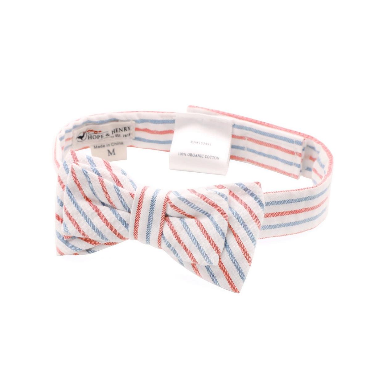 Classic Bow Tie - Red and Blue Seersucker