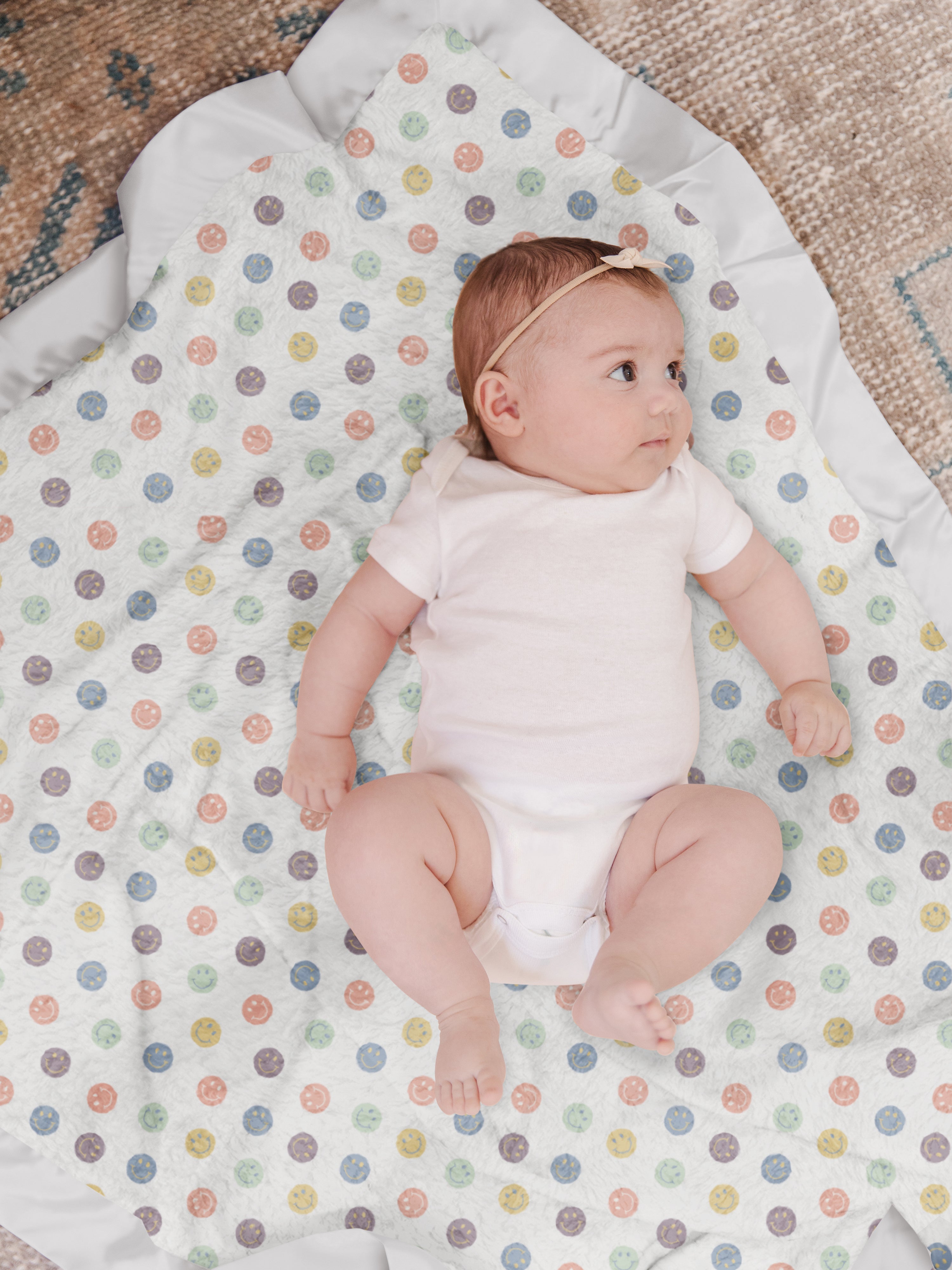 Ultra-Soft Thick Reversible Baby Blanket - Happy Baby Vibes
